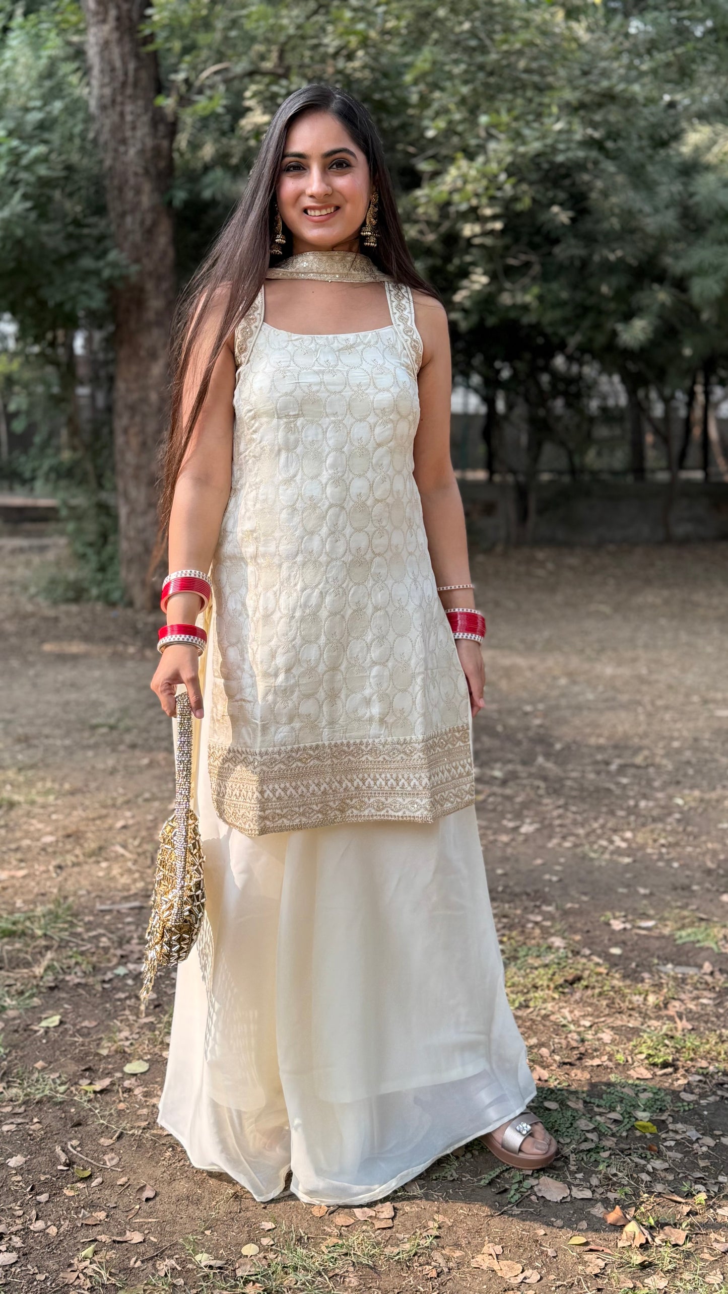 Cream Embroidered Suit