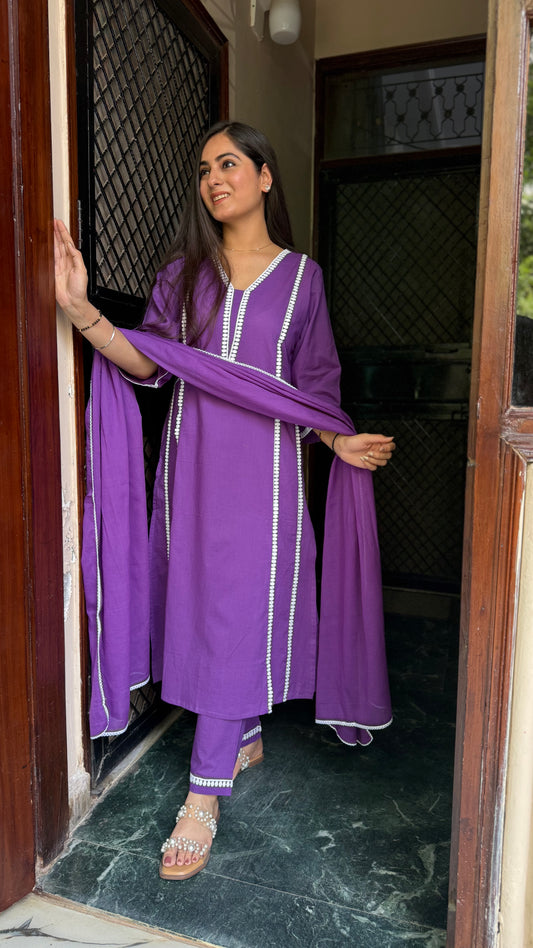 Swati Purple Lace Suit