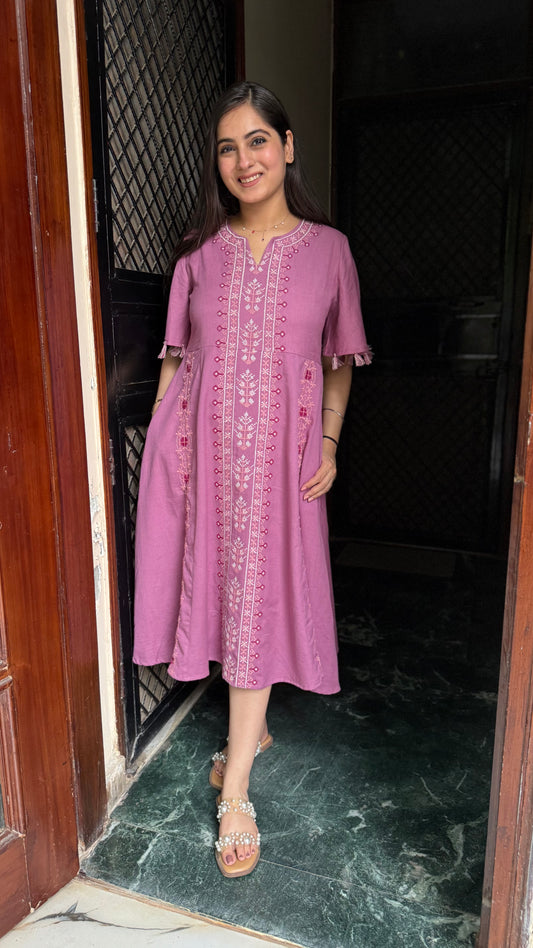 Harshita Pink Embroidered Dress