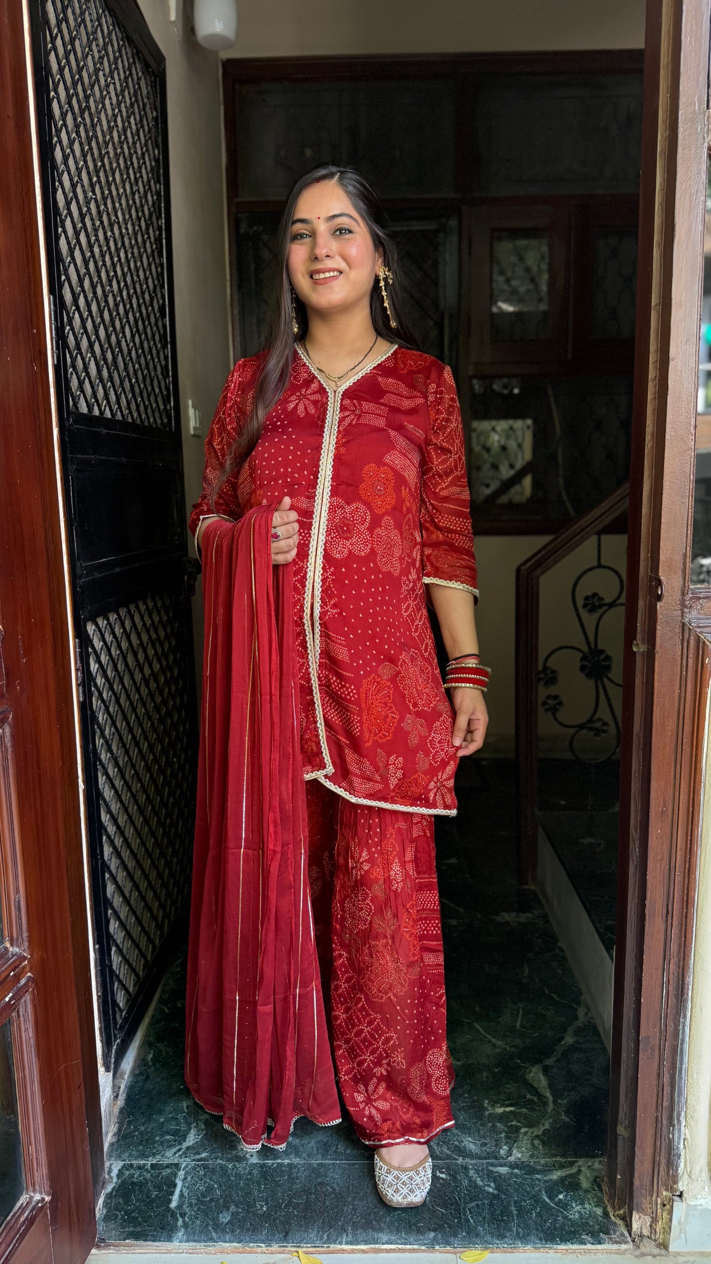 Fiza Garnet Chinnon Garara Suit