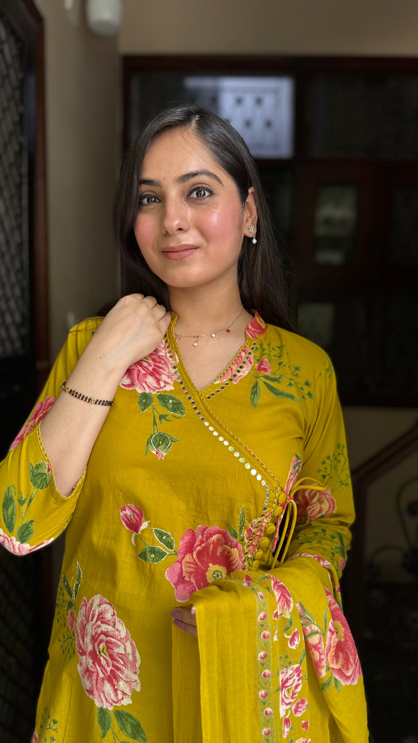 Shifa Mustard Green Suit