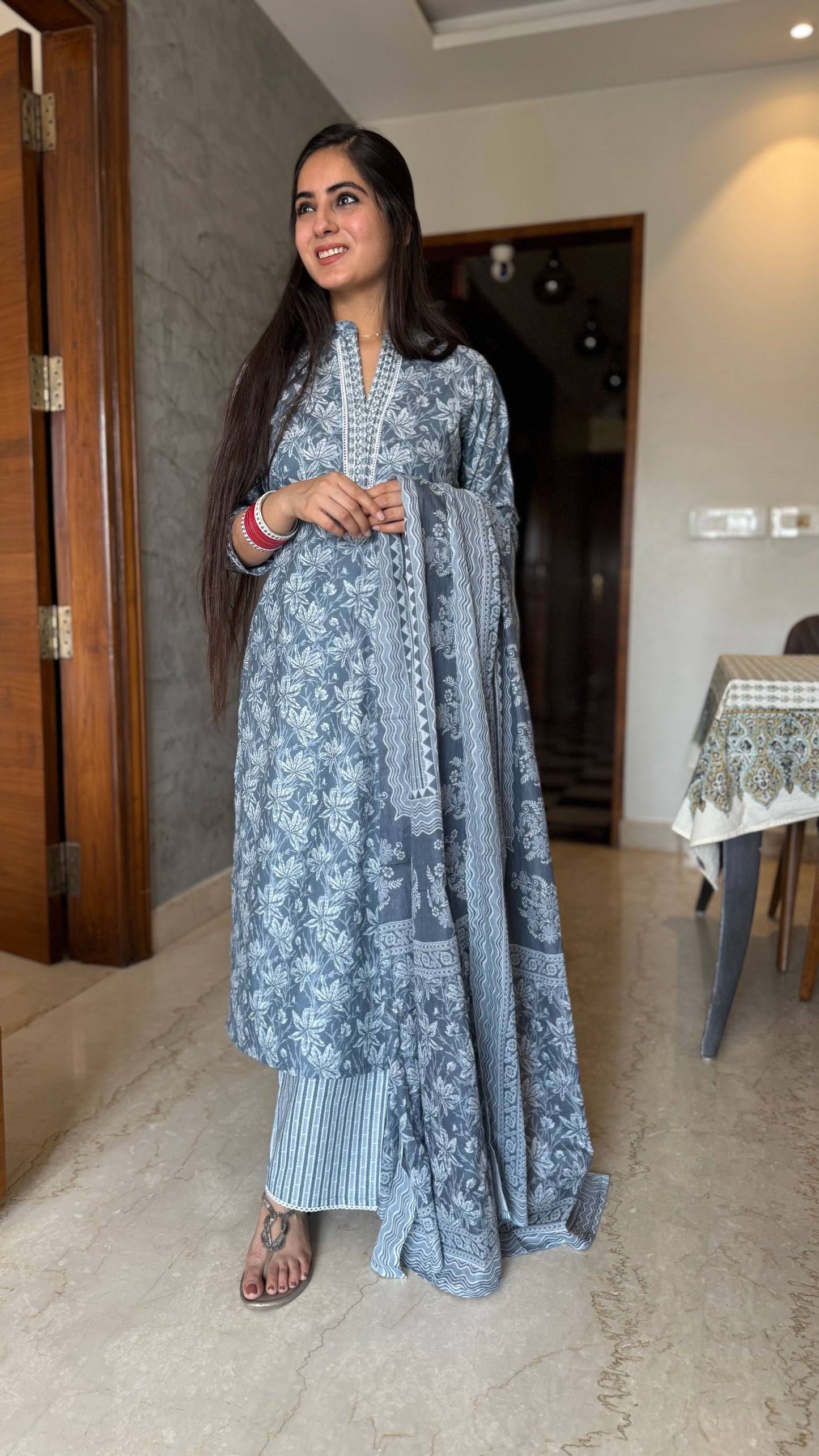 Ankita Pastel Grey Cotton Suit