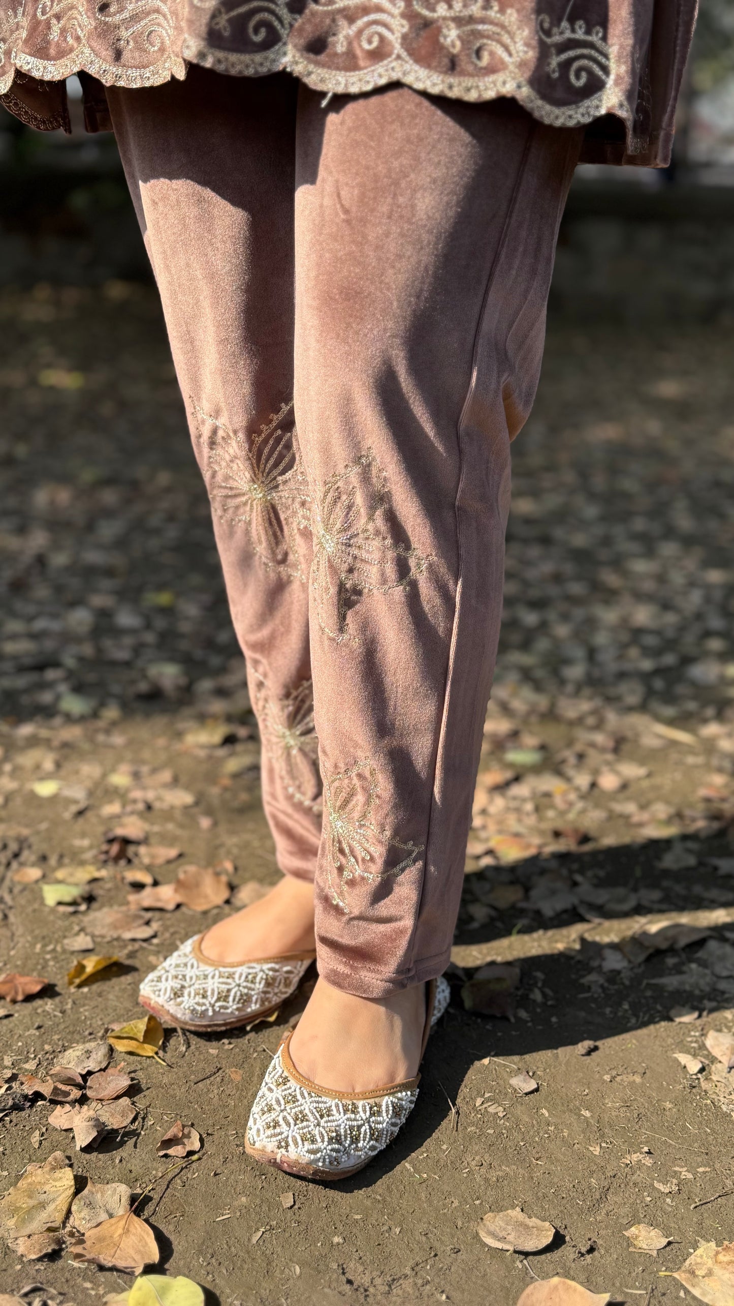 Isha Brown Velvet Coord Set