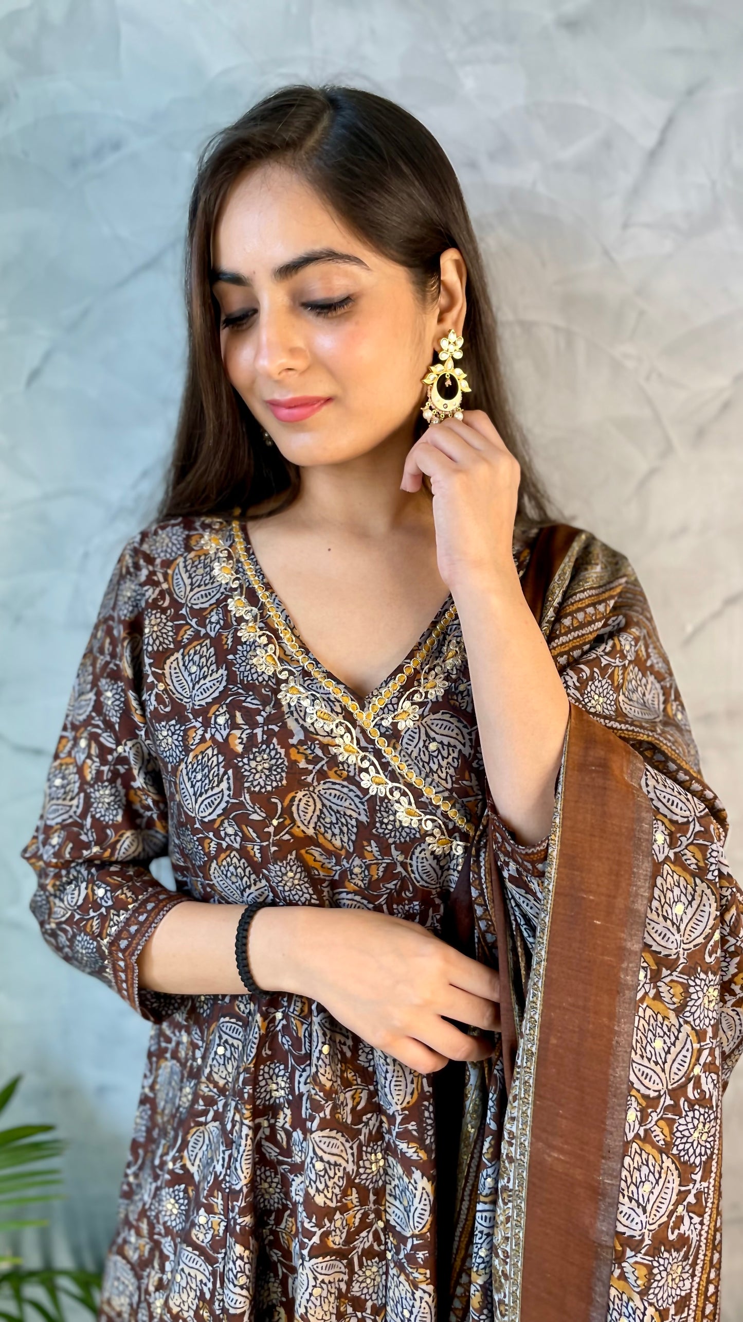 Dark Brown Anarkali Suit