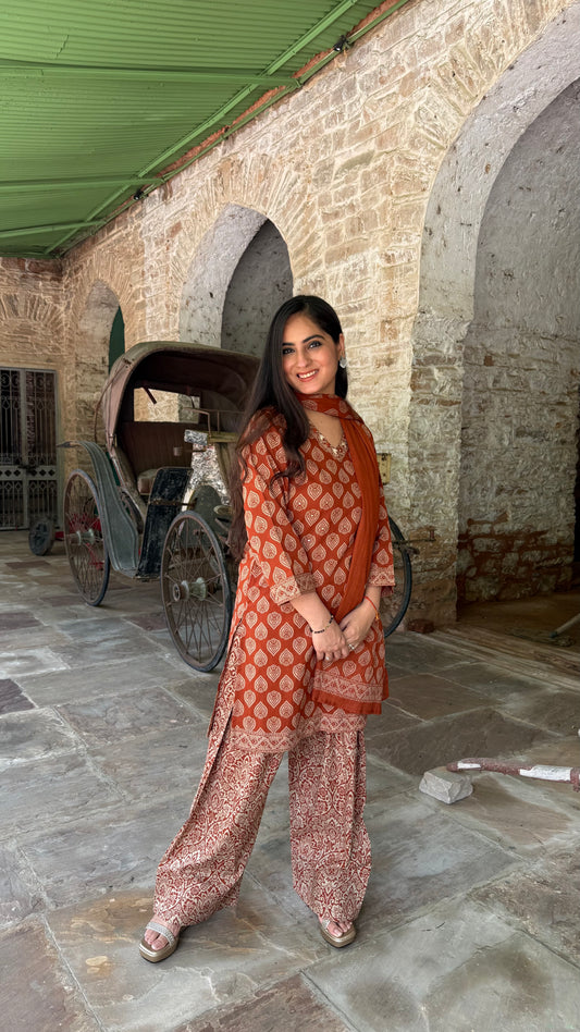 Meher Rust Farshi Suit