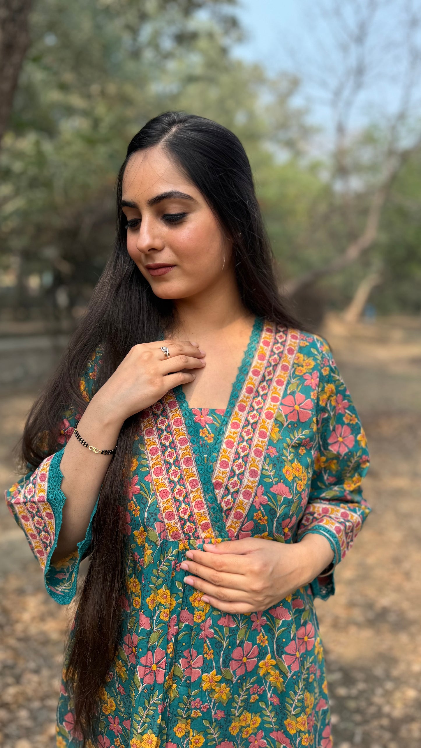 Avni Teal Green A-Line coord Set