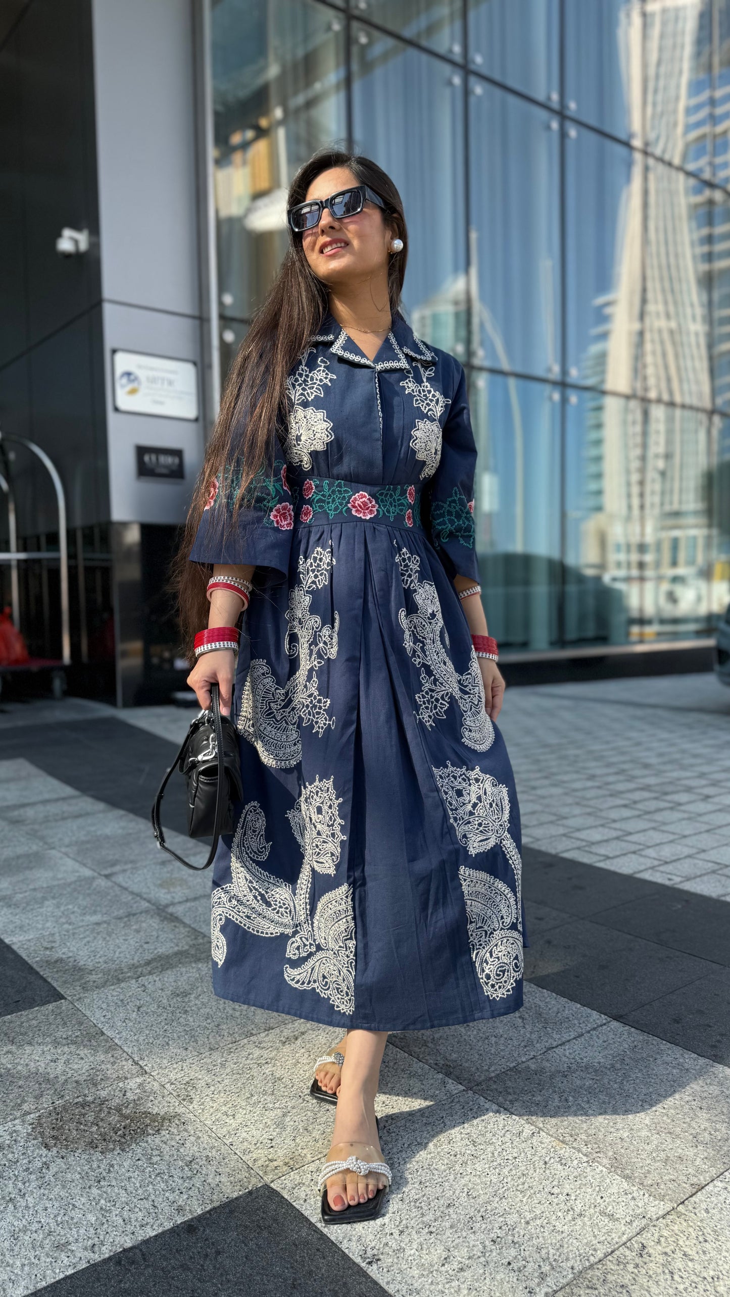 Blue Embroidered Dress