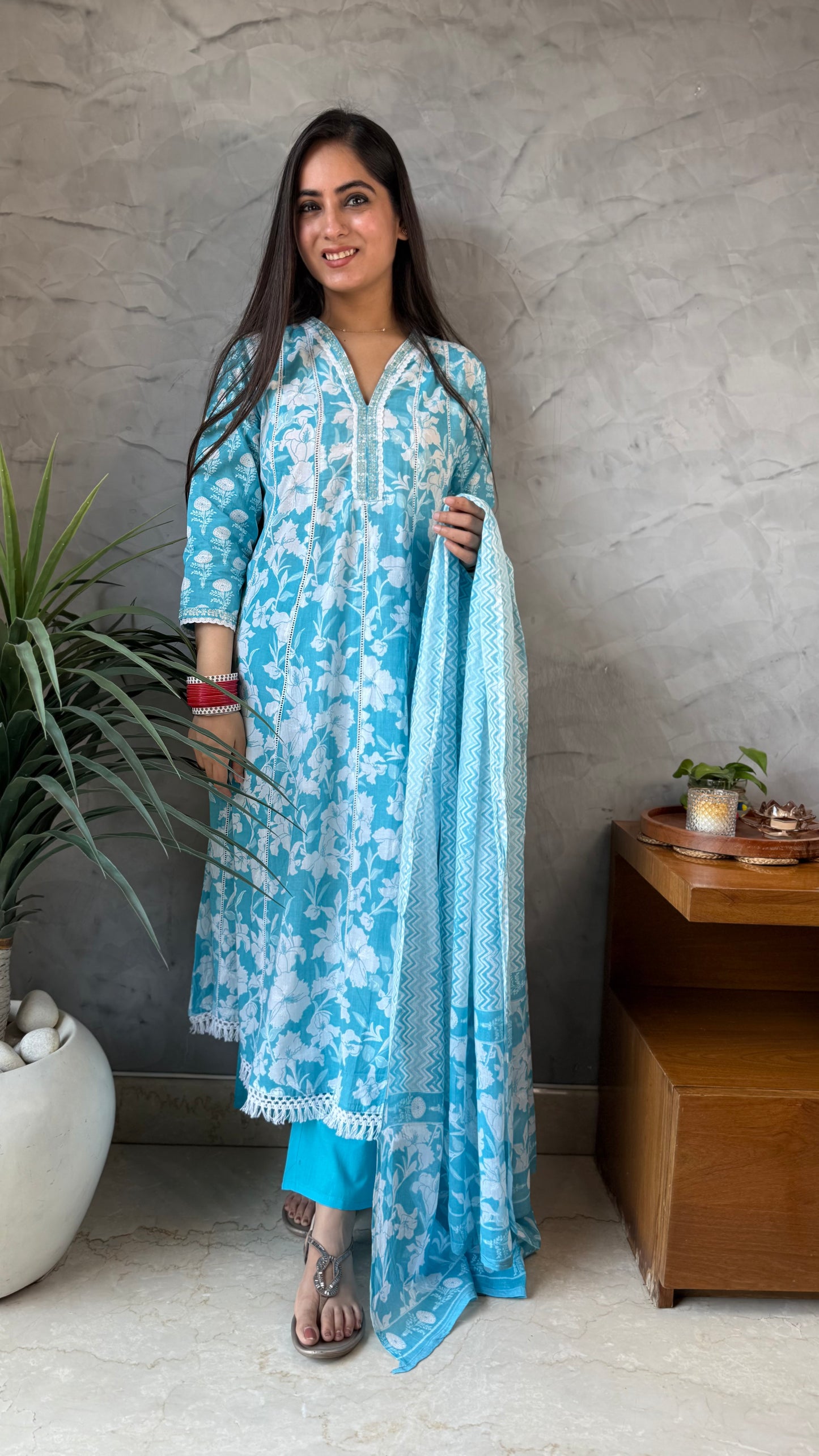 Simran Blue Lace Anarkali Suit