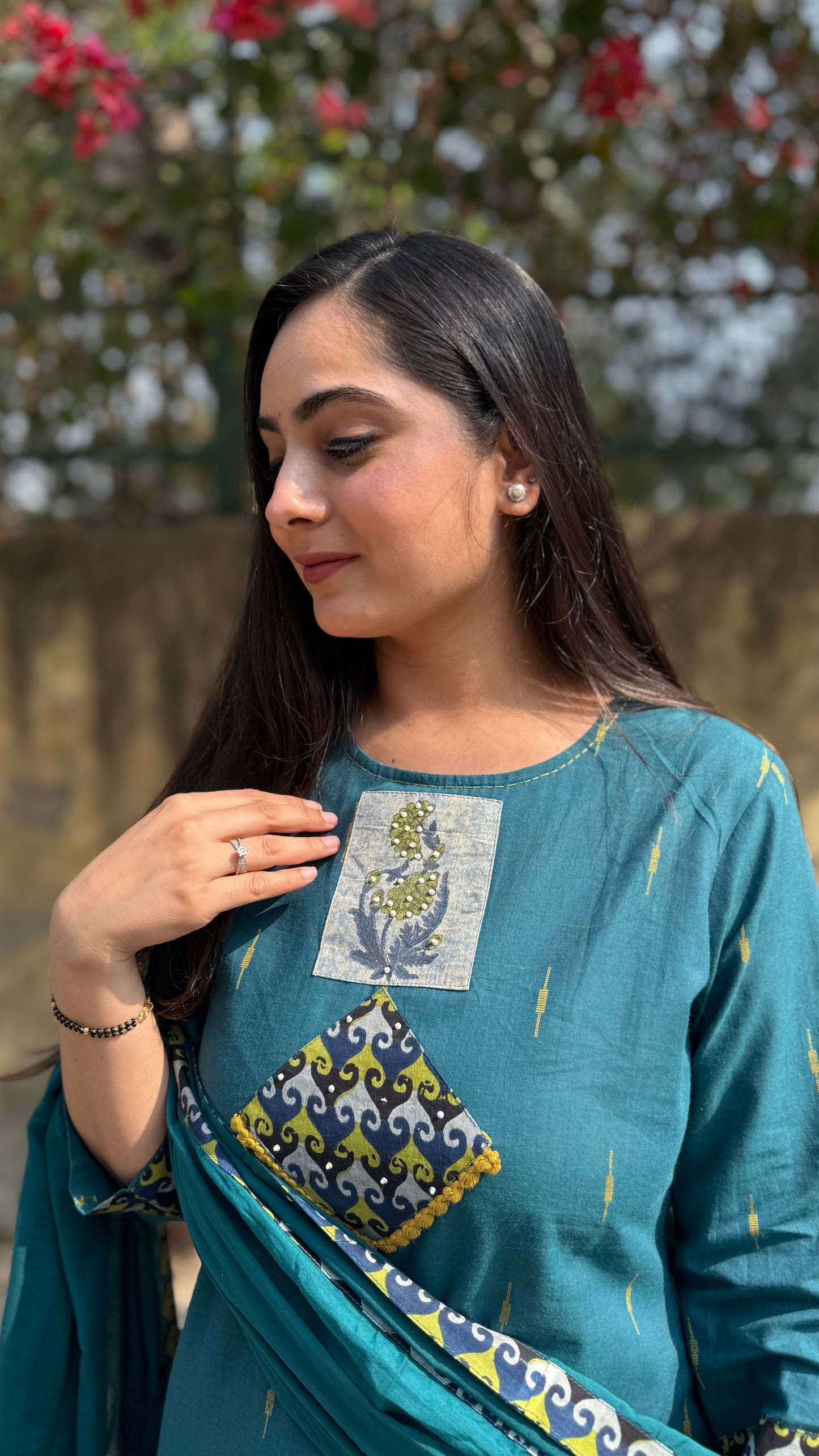 Neha Teal Cotton Suit