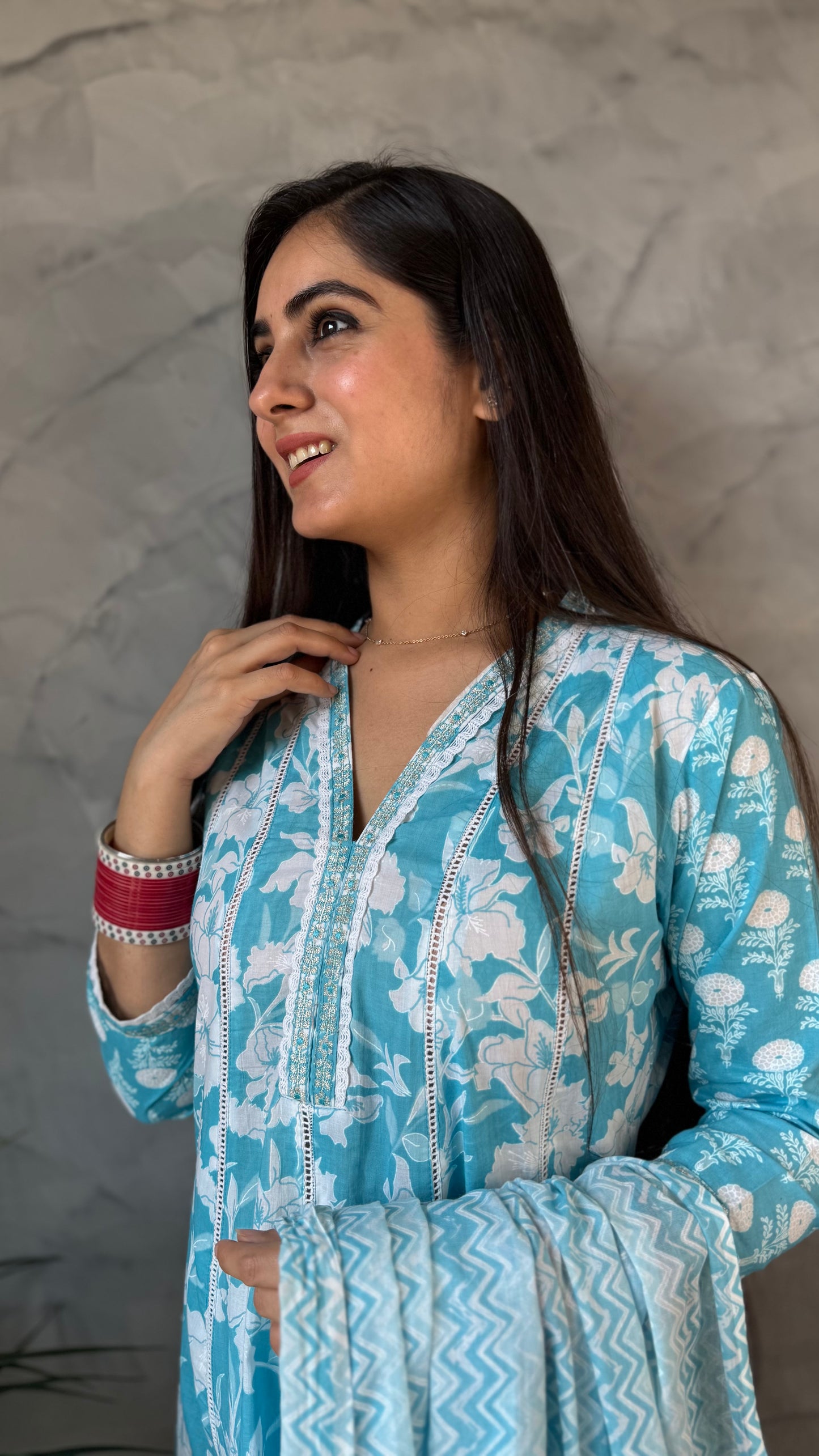 Simran Blue Lace Anarkali Suit