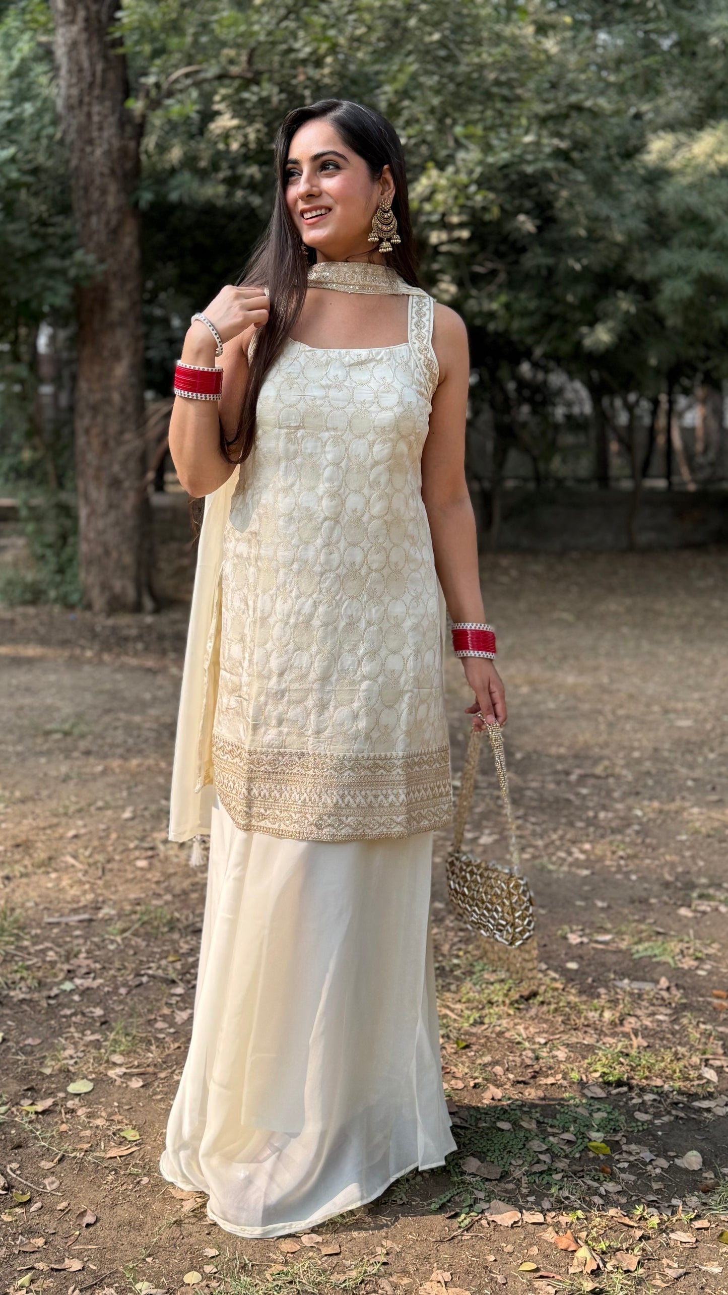 Cream Embroidered Suit