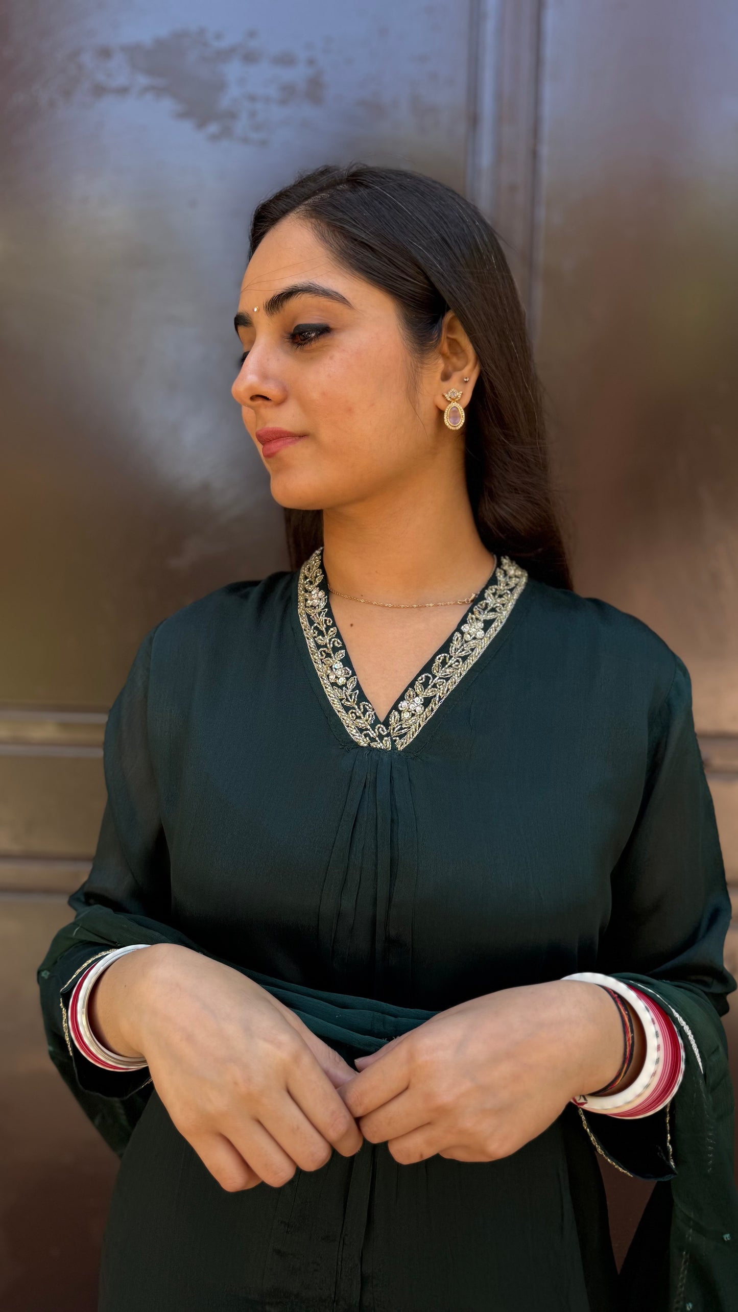 Sana Green Chinnon Suit