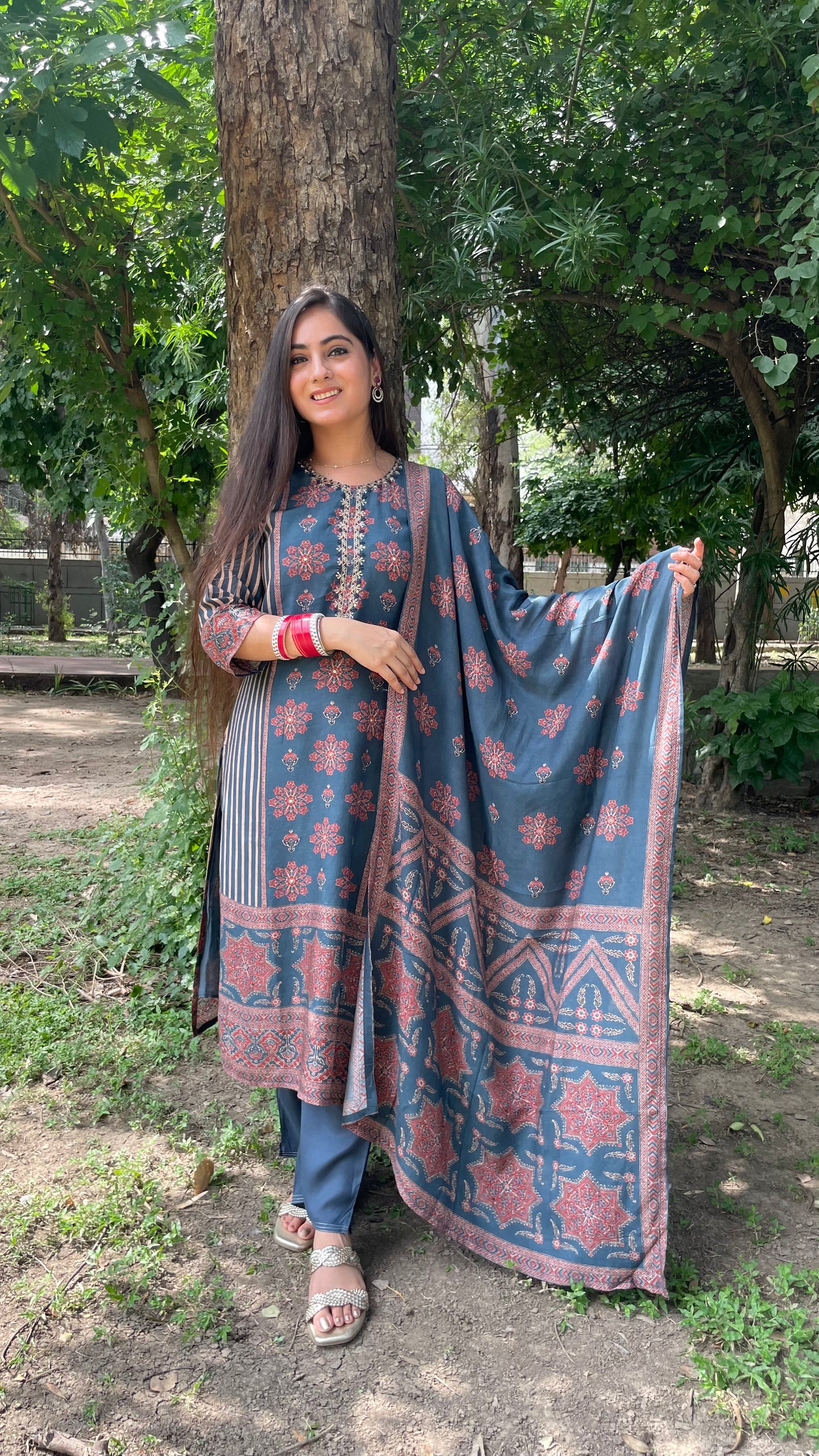 Beena Charcoal Blue Suit