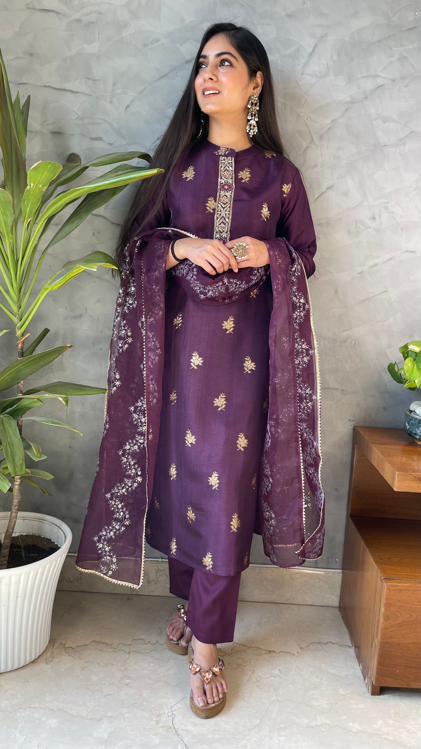 Payal Wine Silk Suit