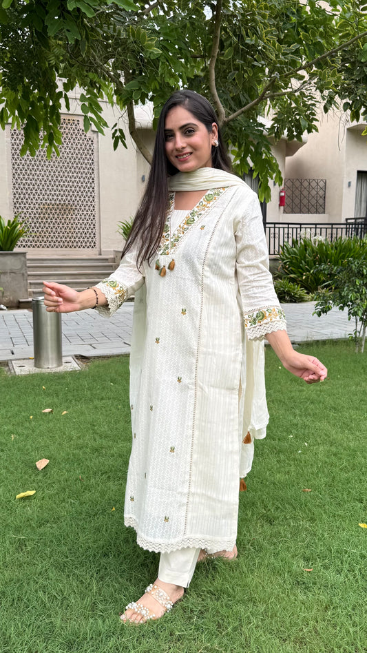 Anaya Ivory Embroidered Suit