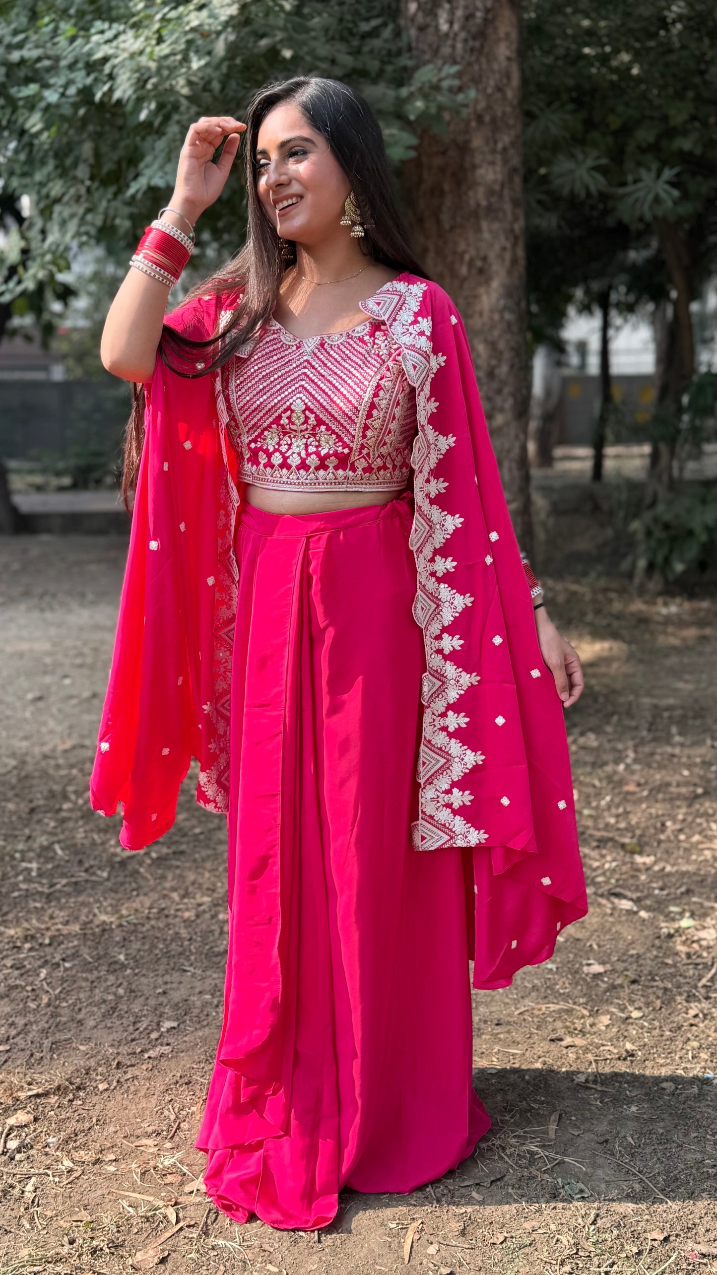 Anika Pink Cape Set