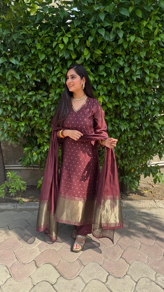 Diya Wine Chanderi Suit