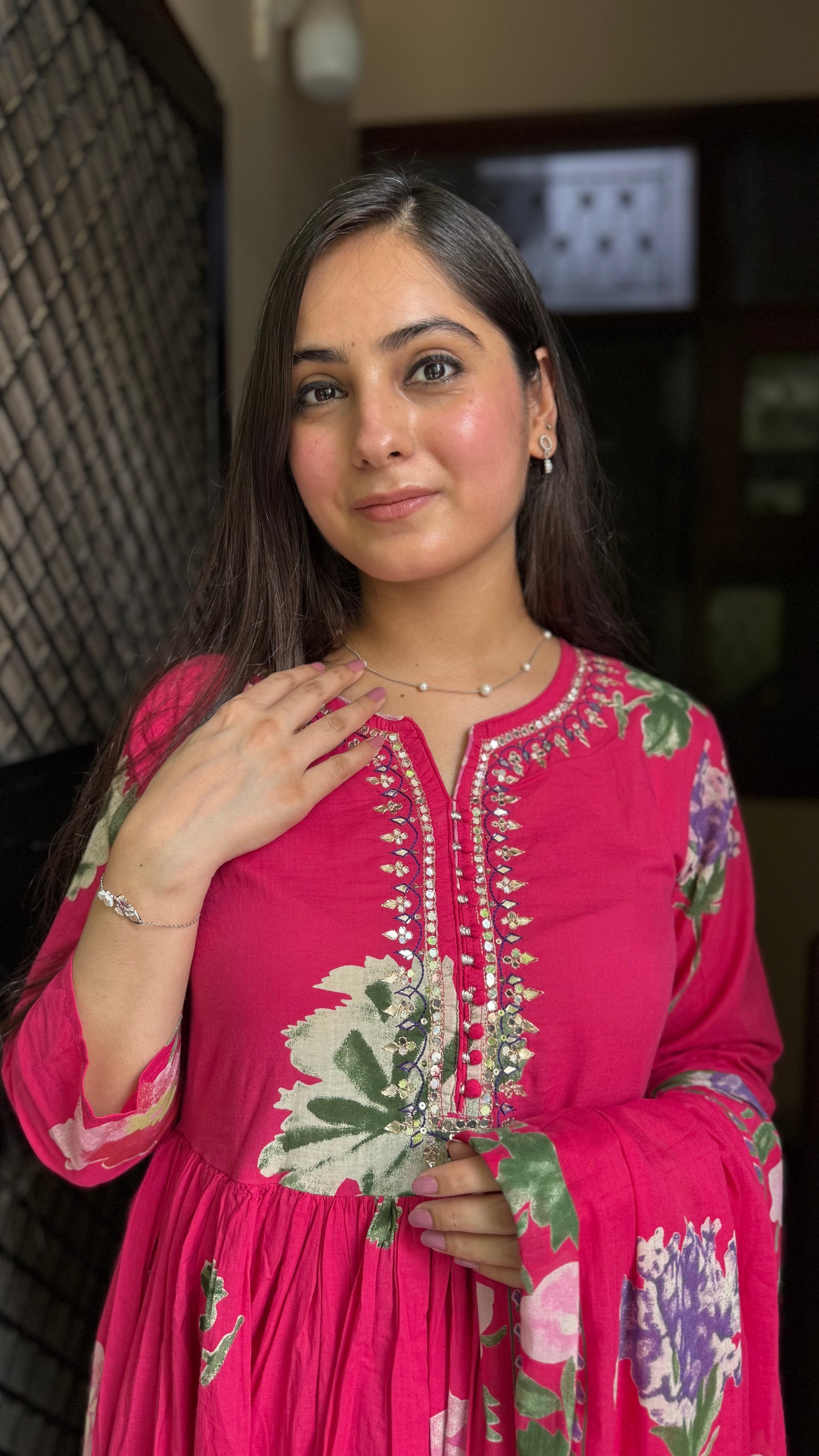 Veena Pink Flared Suit
