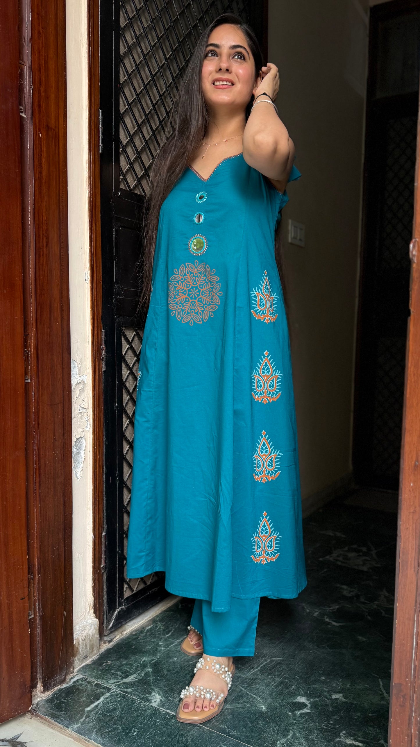 Ananya Teal A-Line Coord Set