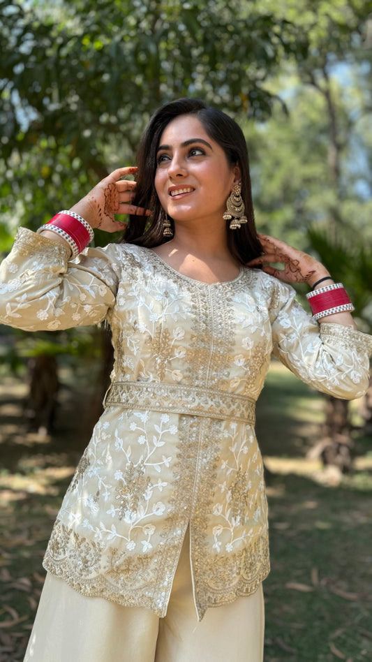 Ivory Golden Flared Set