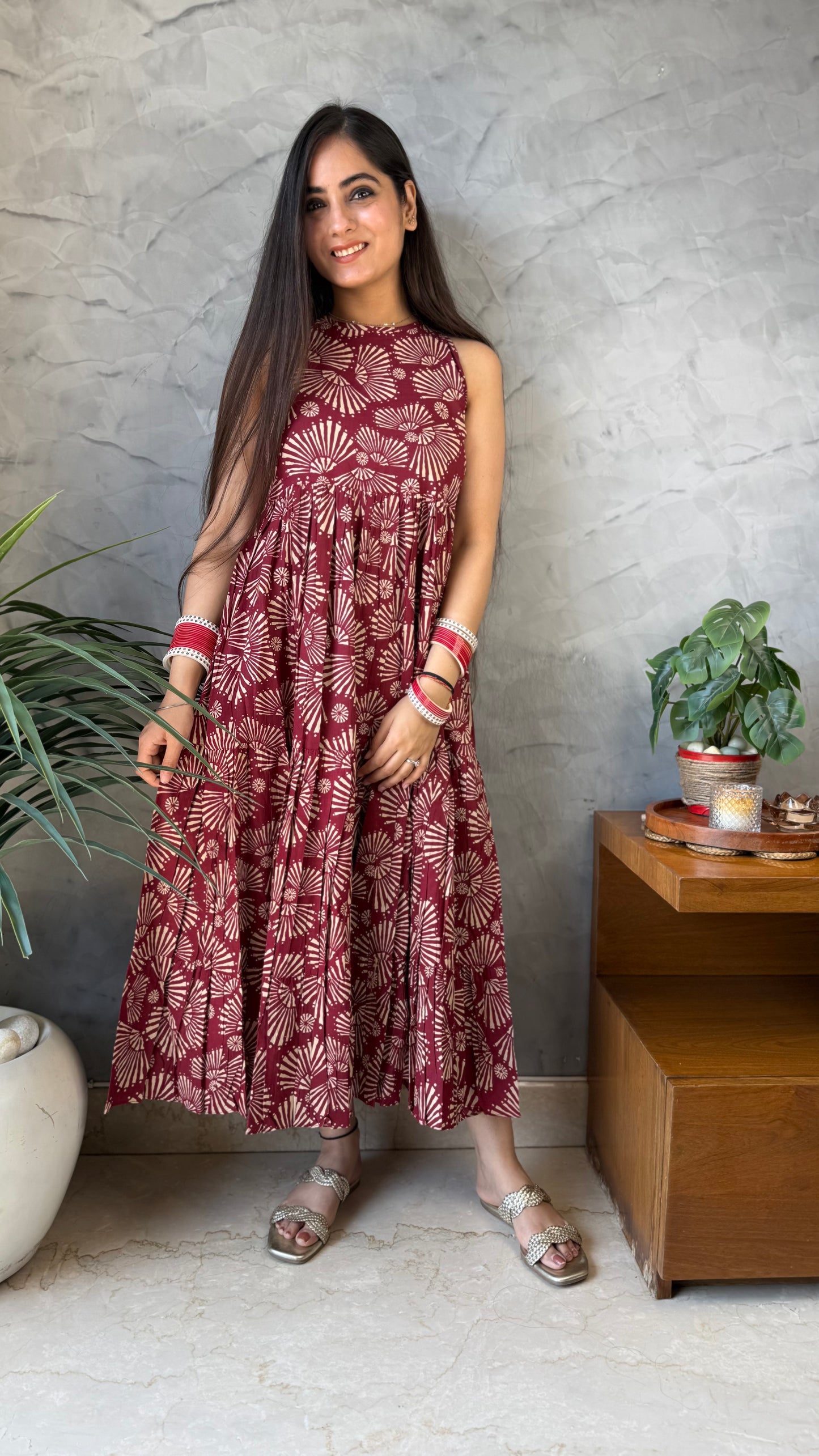 Mansi Maroon Strap Dress