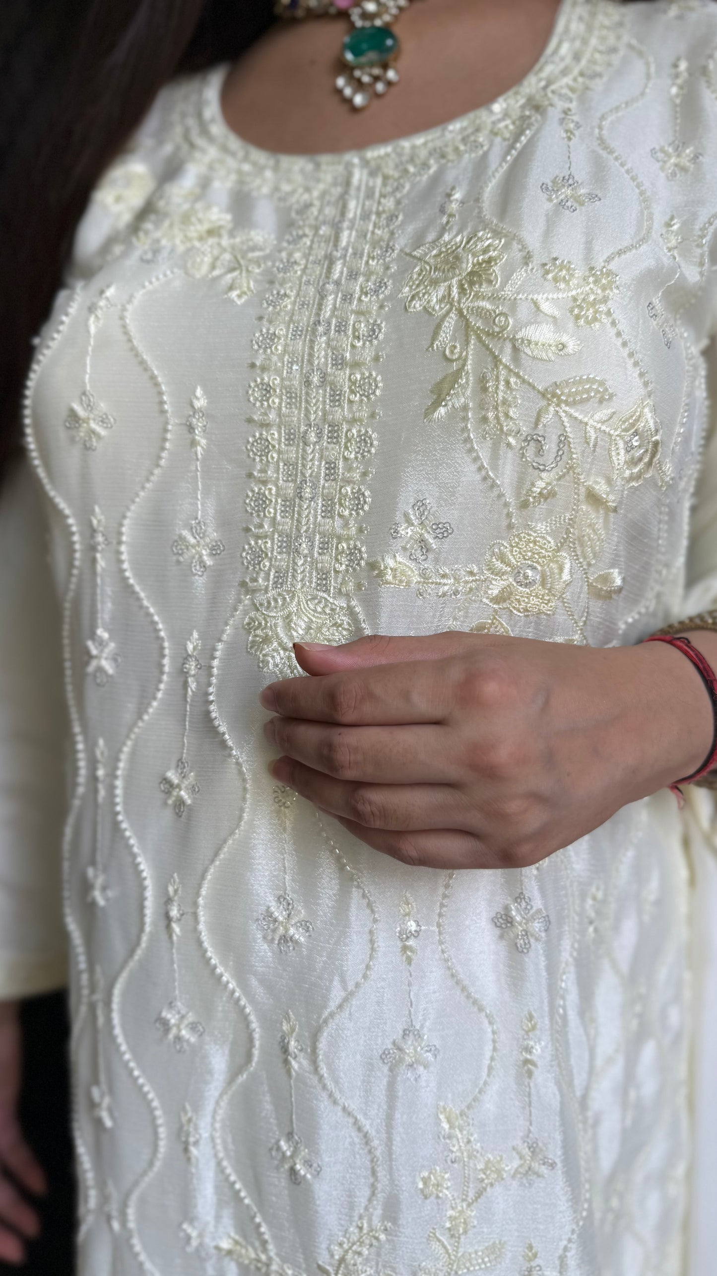 Shifa Cream Embroidered Suit