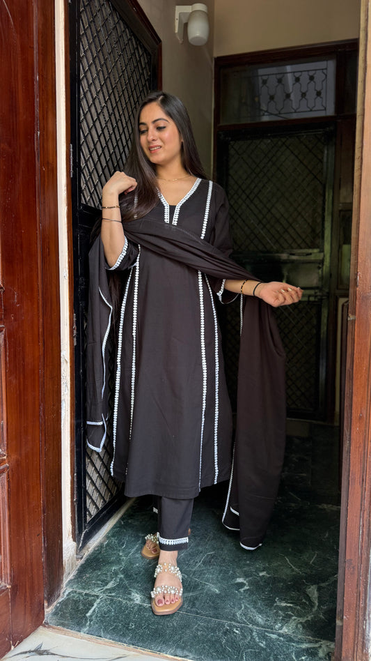 Swati Black Lace Suit