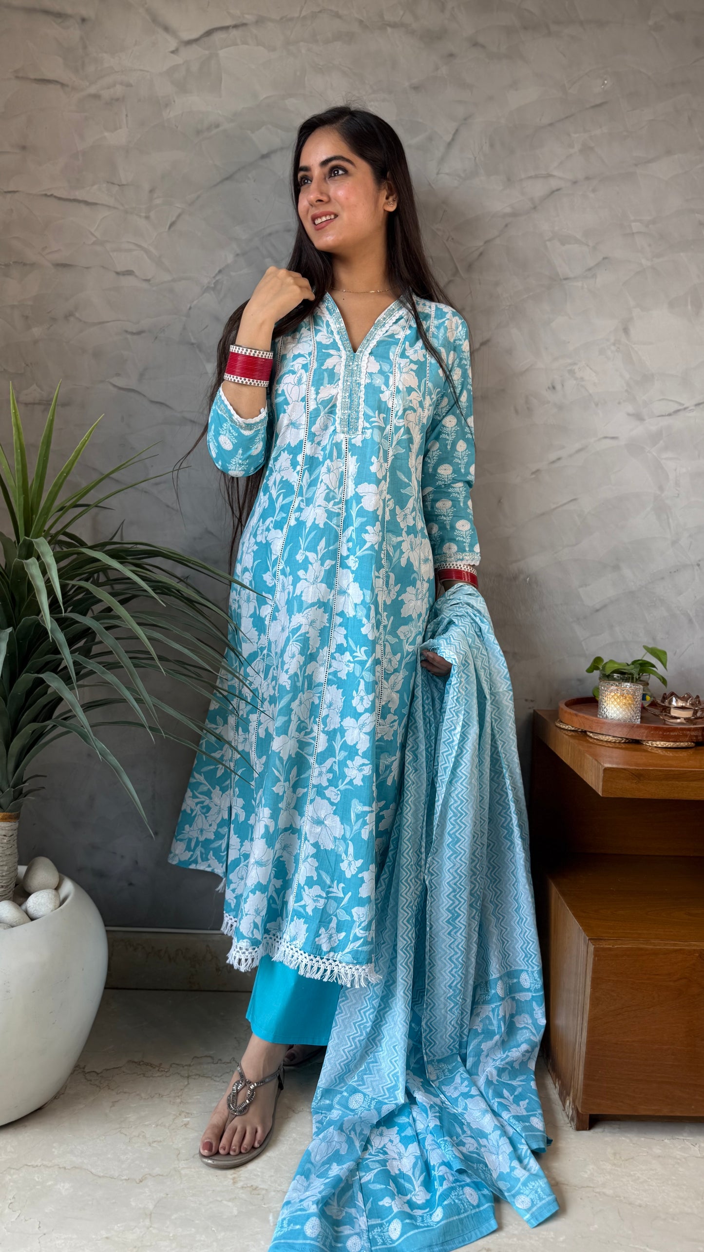 Simran Blue Lace Anarkali Suit