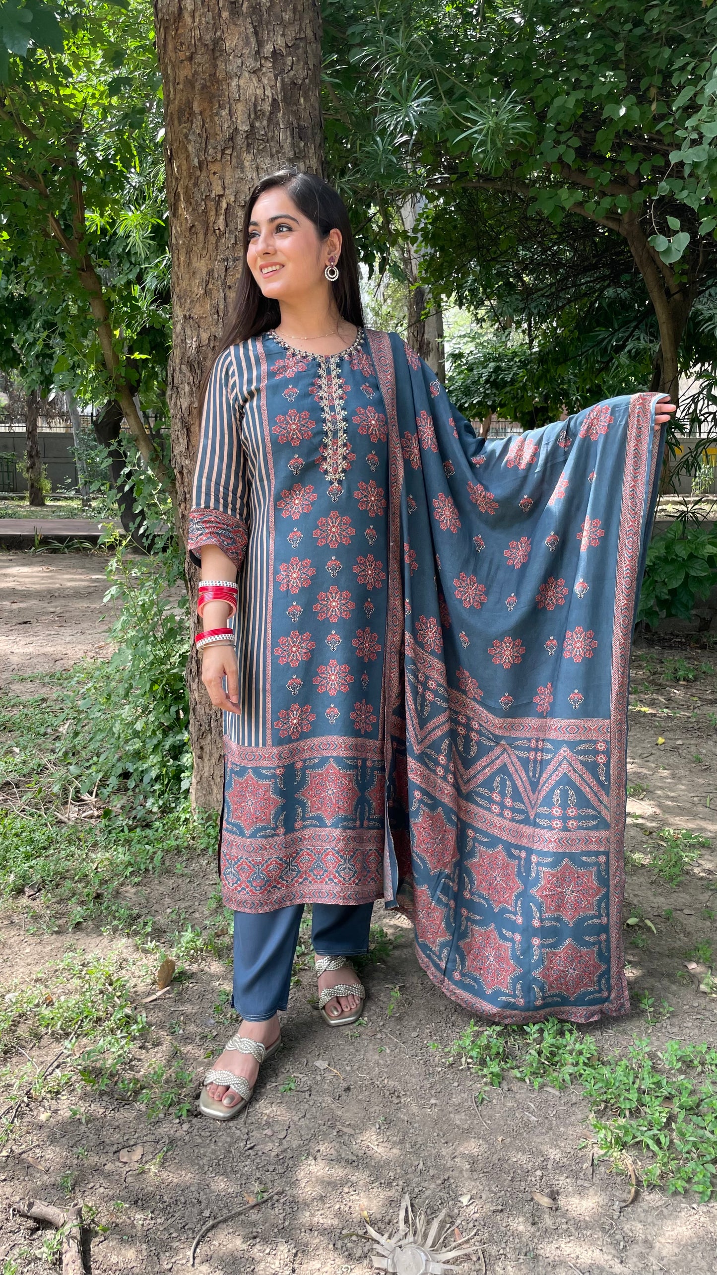 Beena Charcoal Blue Suit