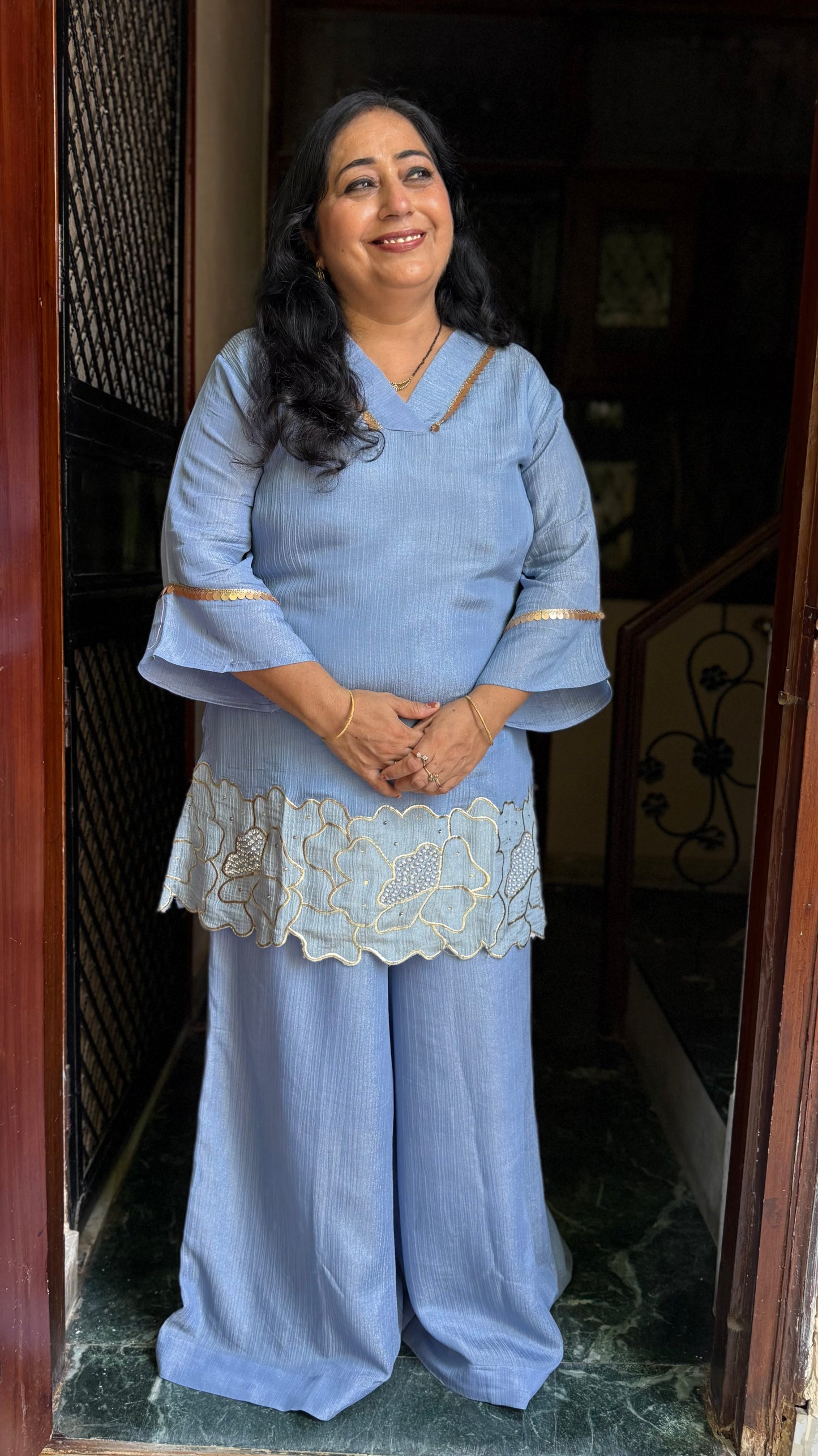 Surbhi Ice Blue Coord Set