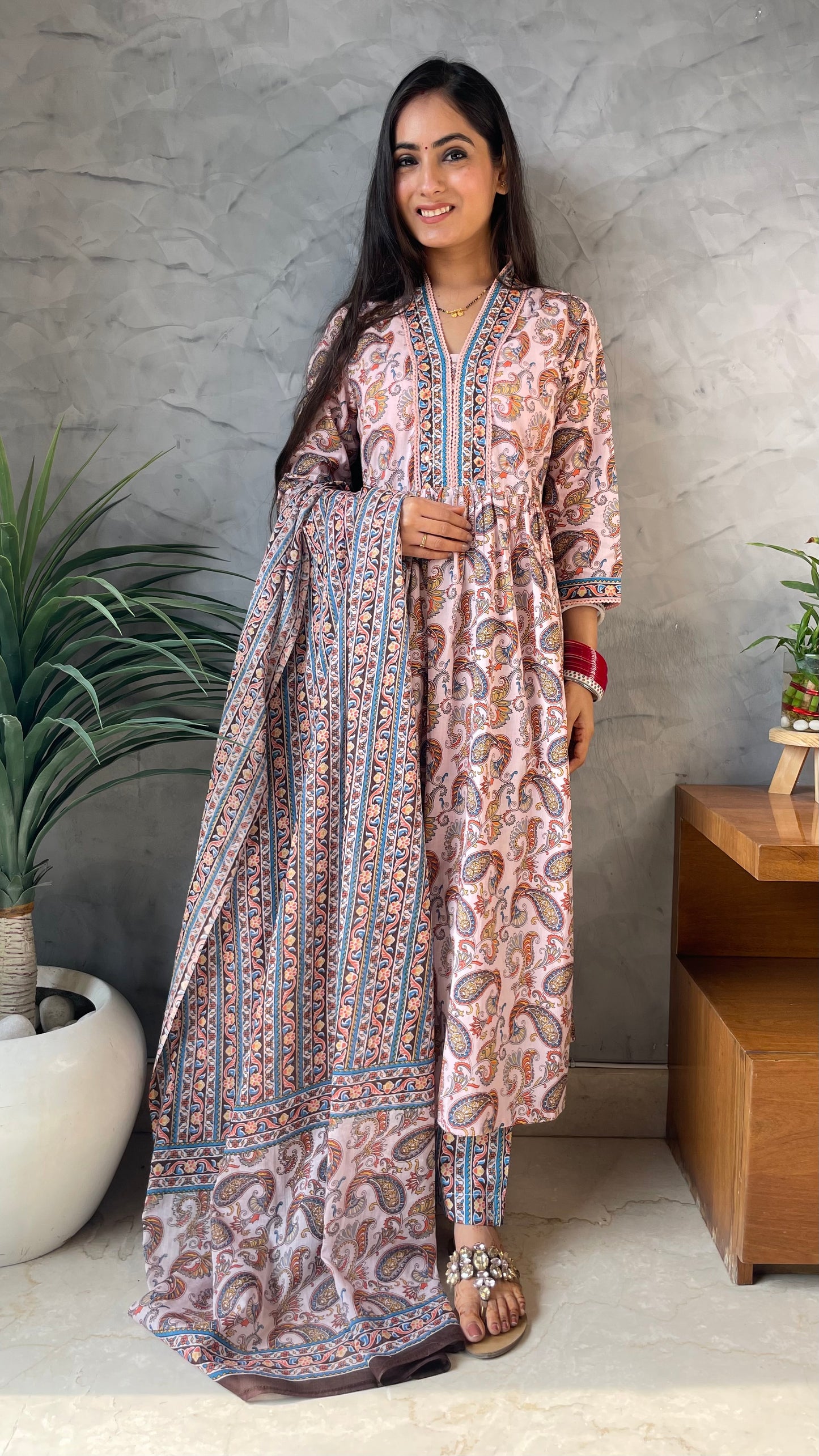 Kajal Peach Printed Suit
