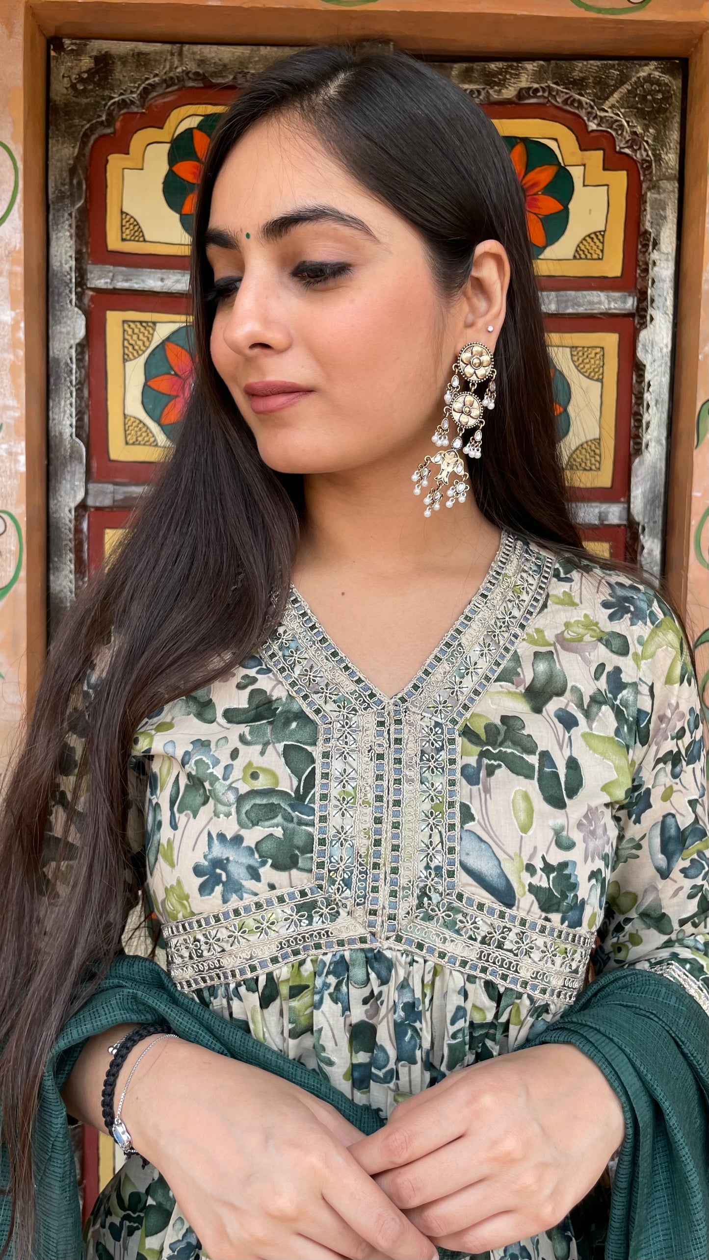 Beige Green Nyra Suit