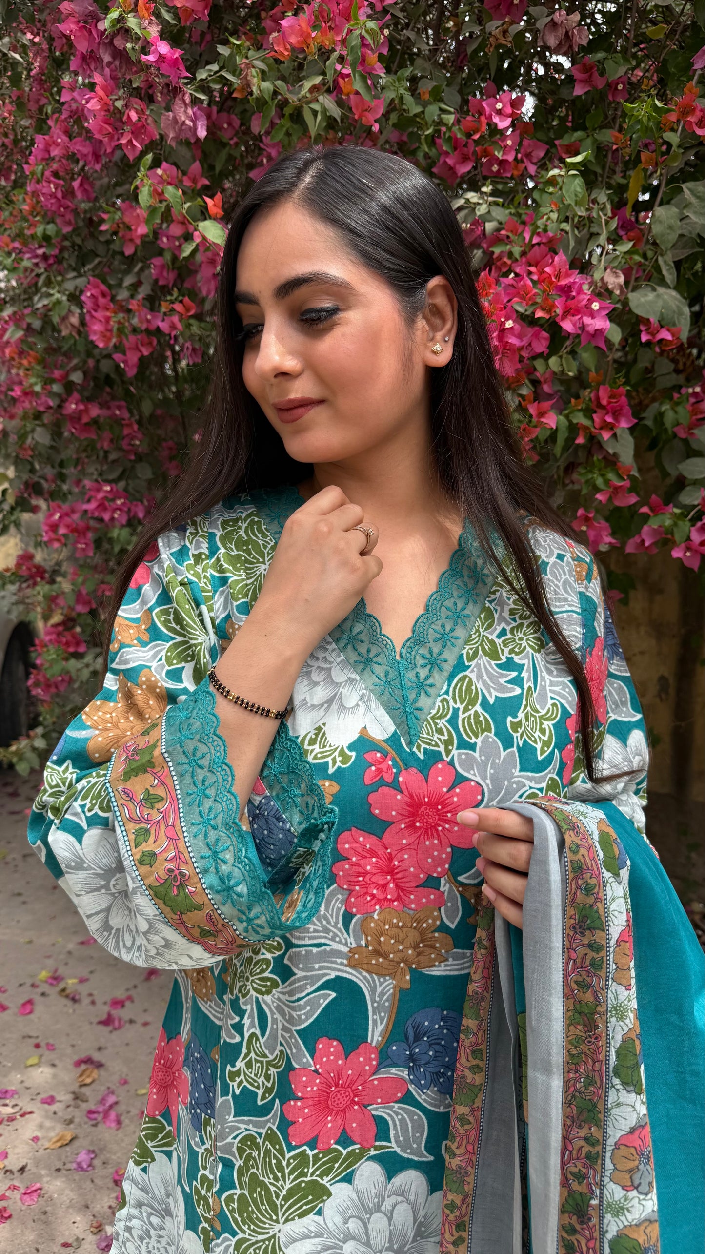 Aisha Teal Lace Suit