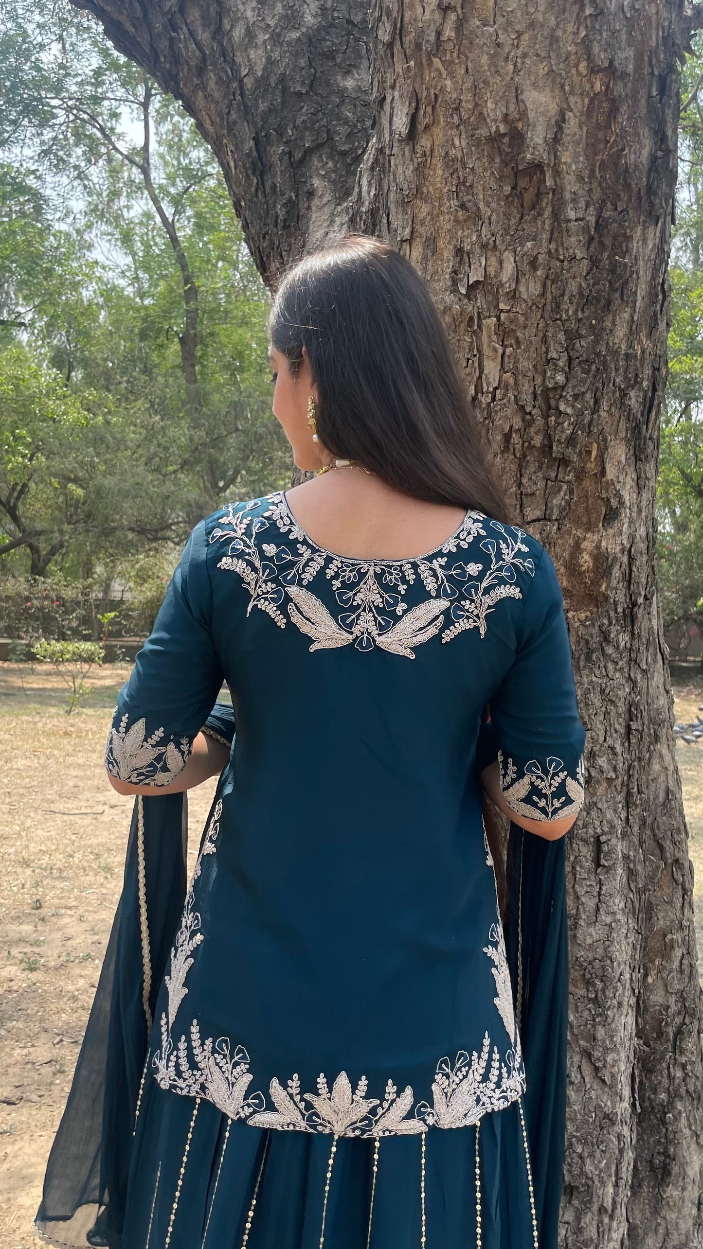 Teal Chinnon Flared Set