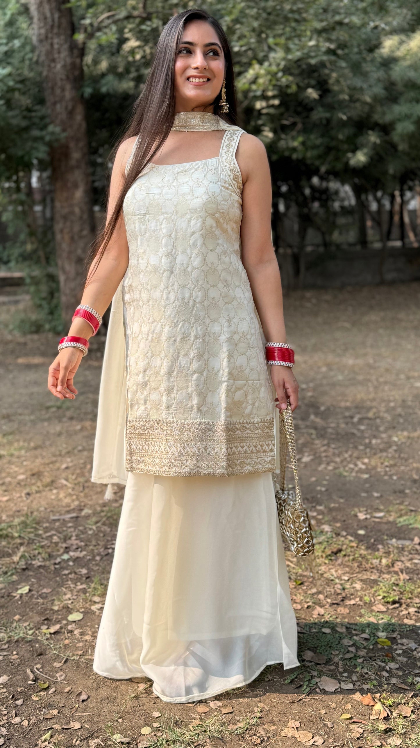 Cream Embroidered Suit