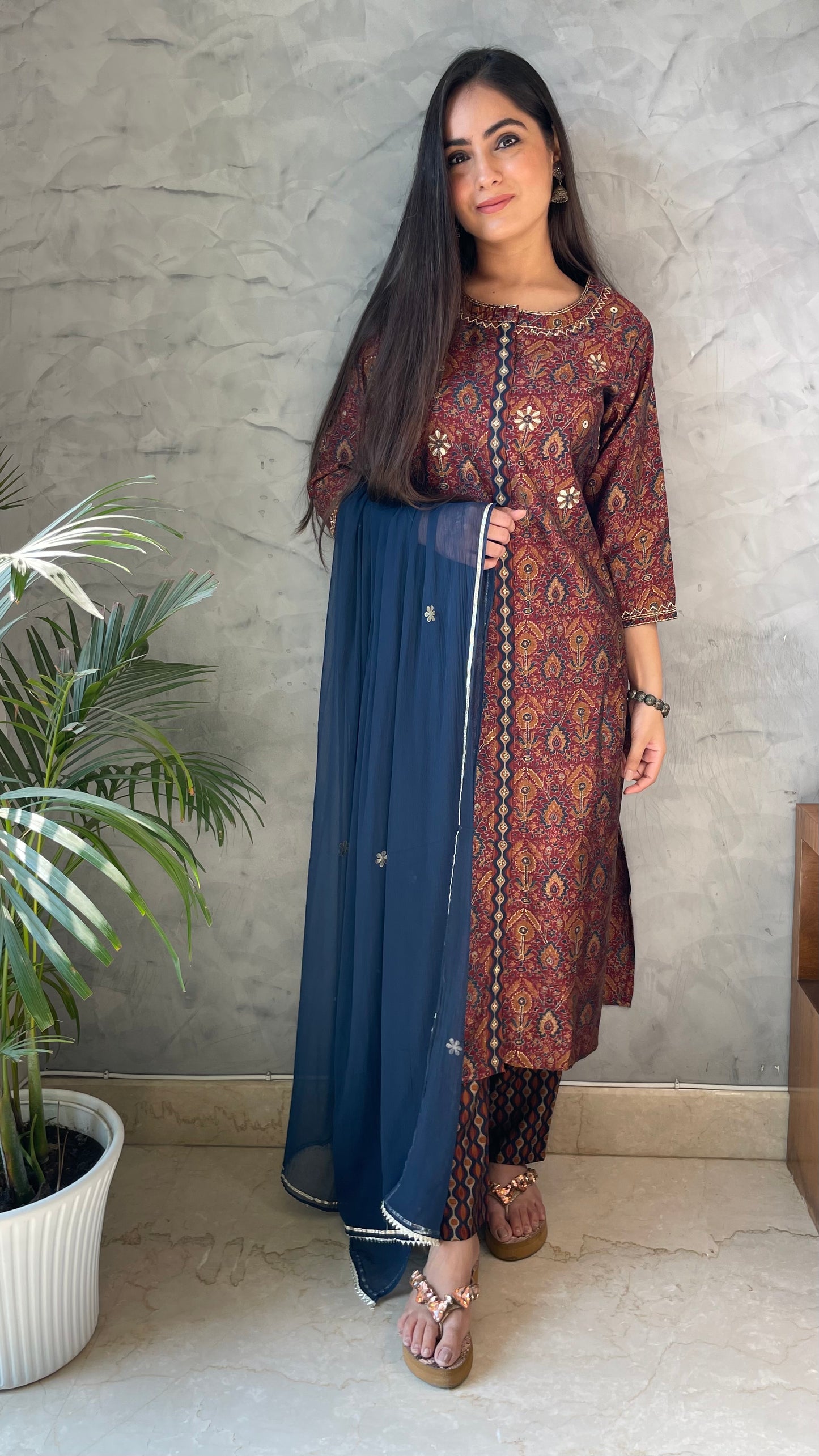 Archana Dark Rust Modal Suit