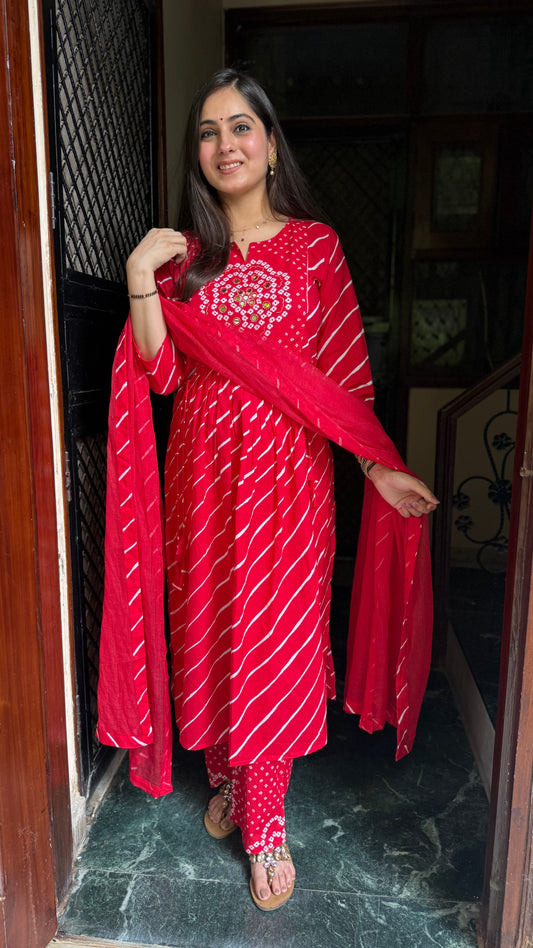 Richa Red Bandhej Suit