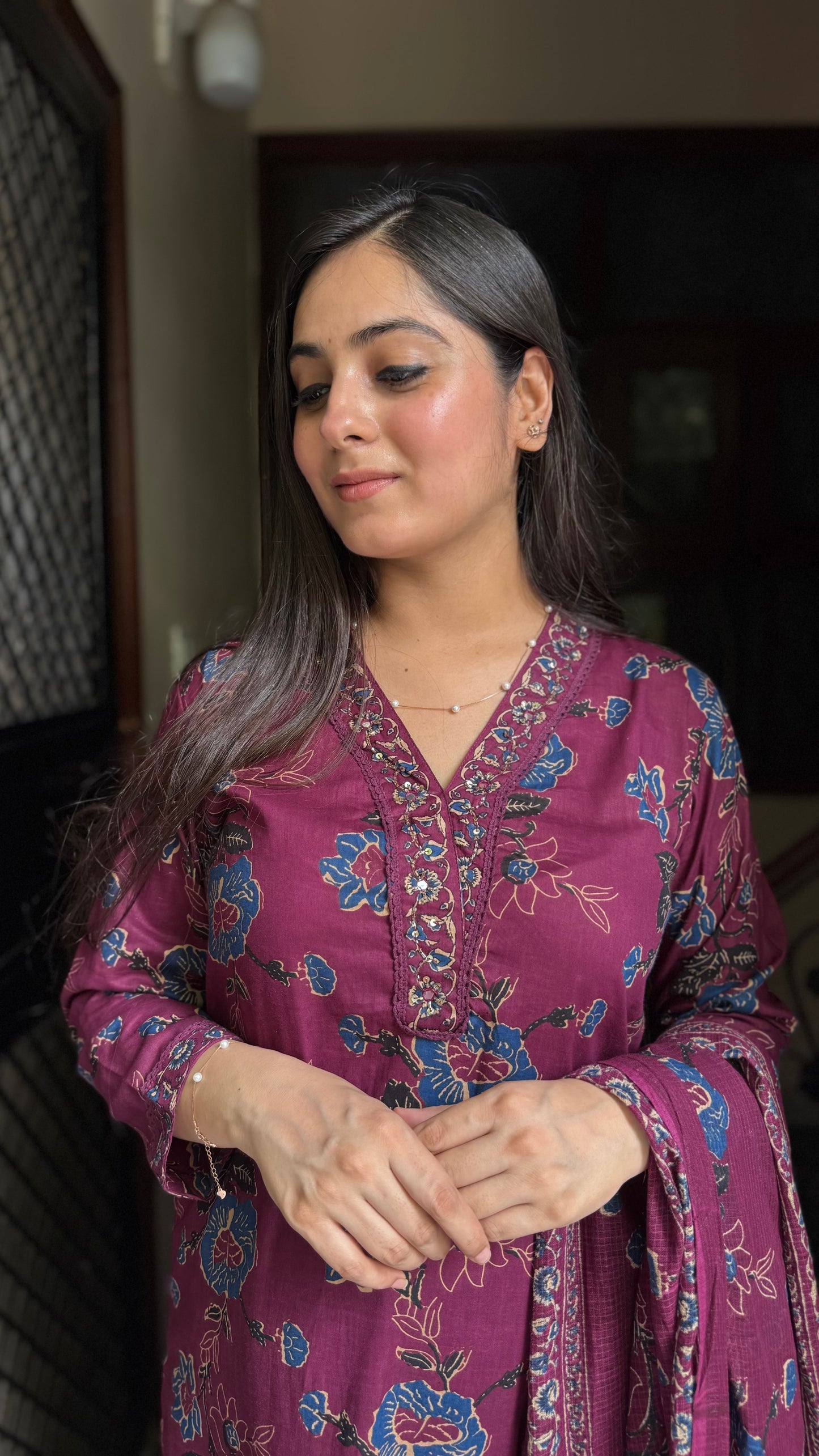 Rooh Wine Cotton Suit