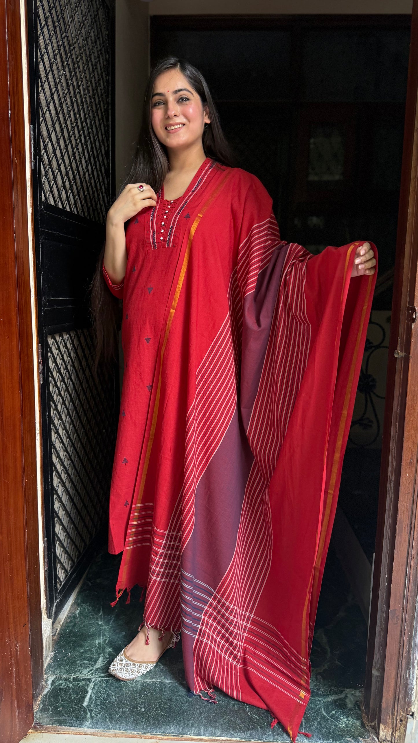 Neha Red Handloom Suit