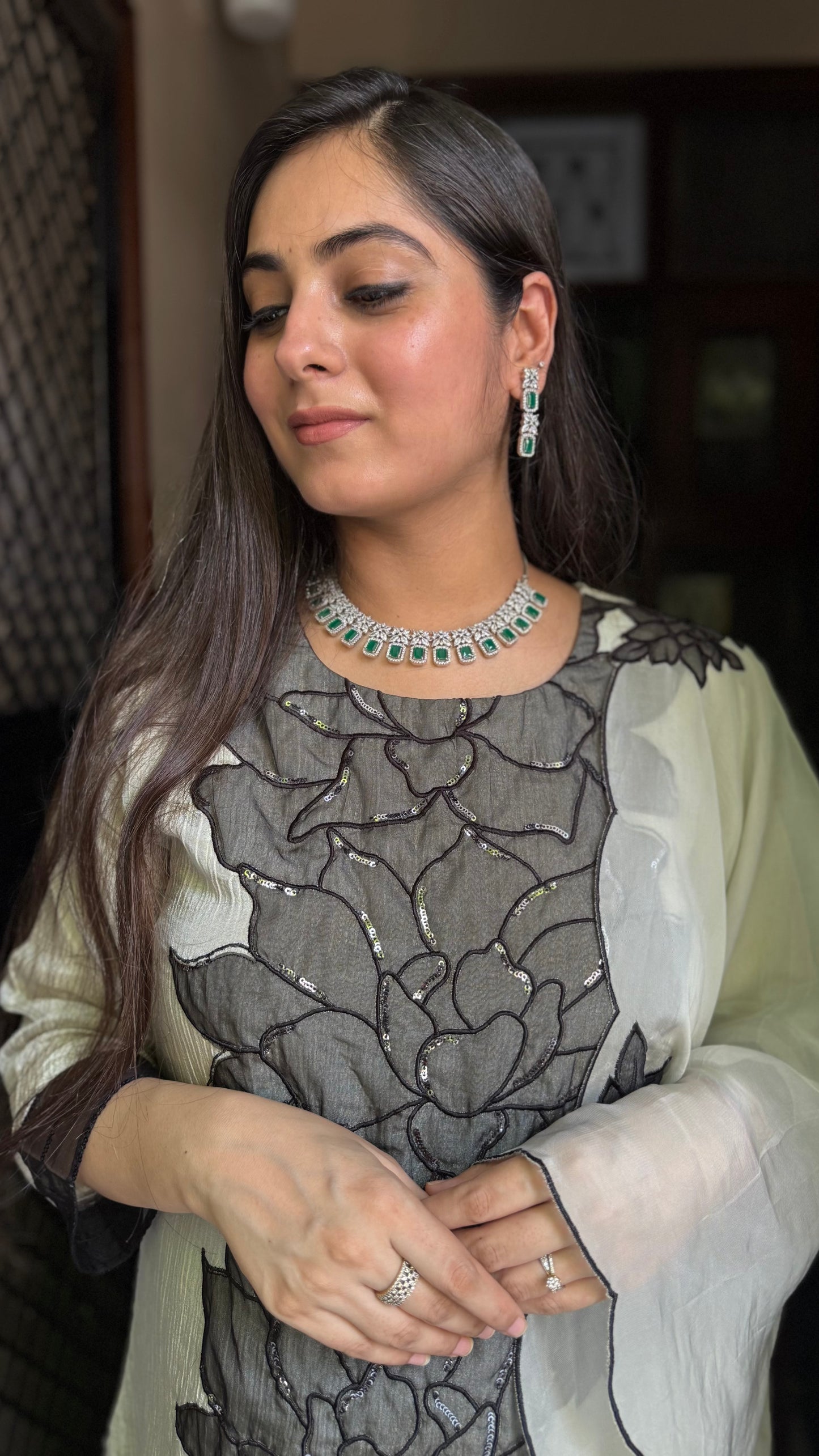 Priya Grey Tissue Suit