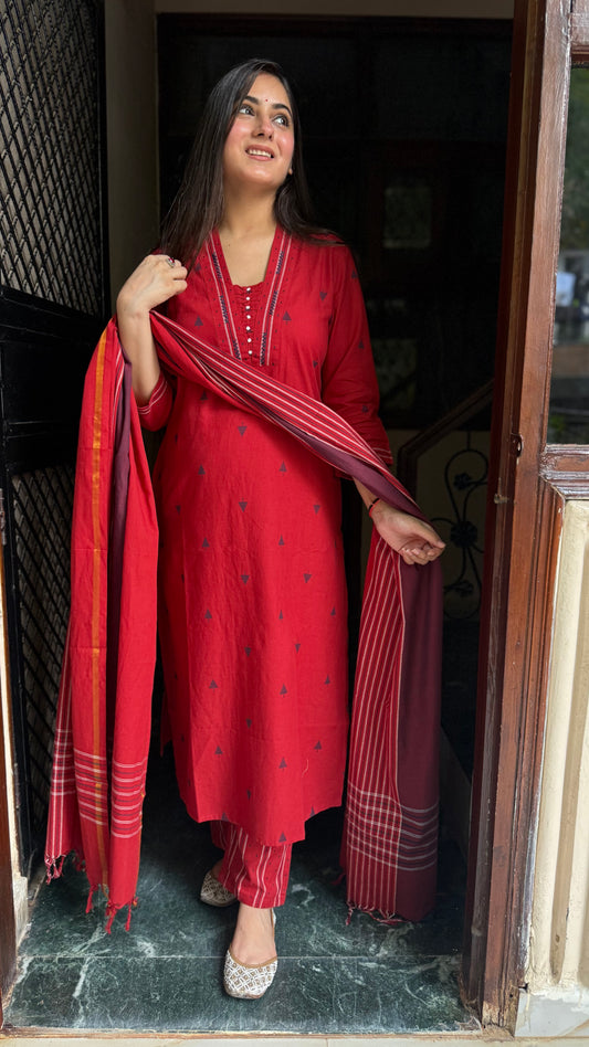Neha Red Handloom Suit