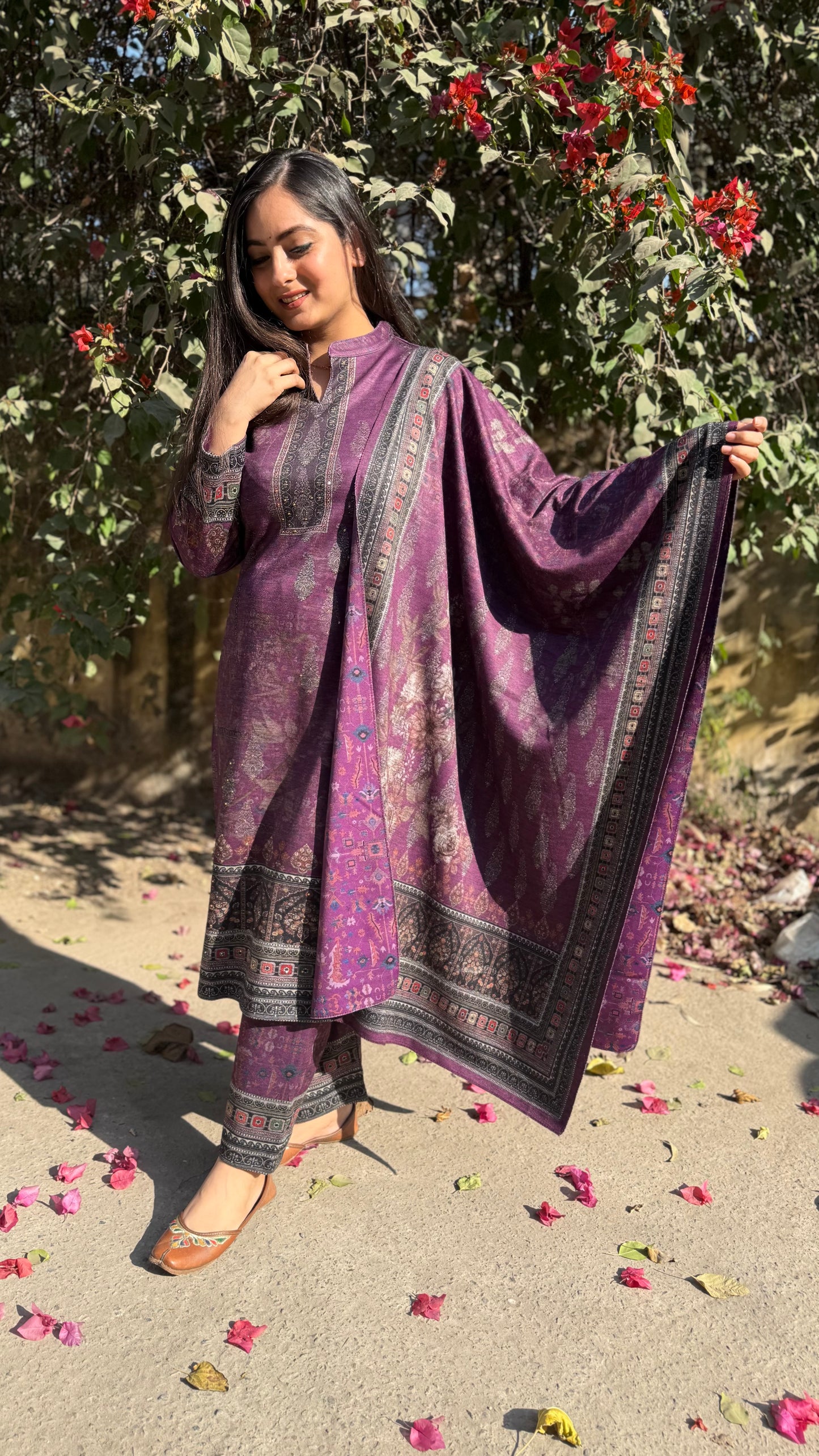 Aliya Purple Woollen Suit