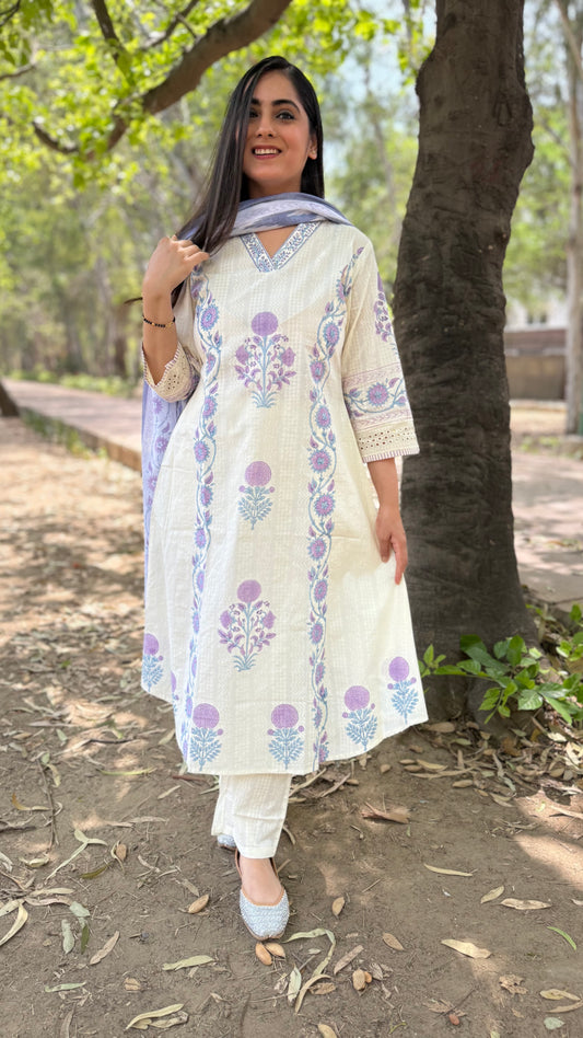 Sakshi Cream A-Line Suit