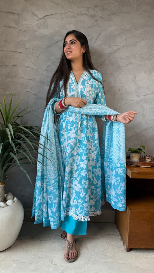 Simran Blue Lace Anarkali Suit