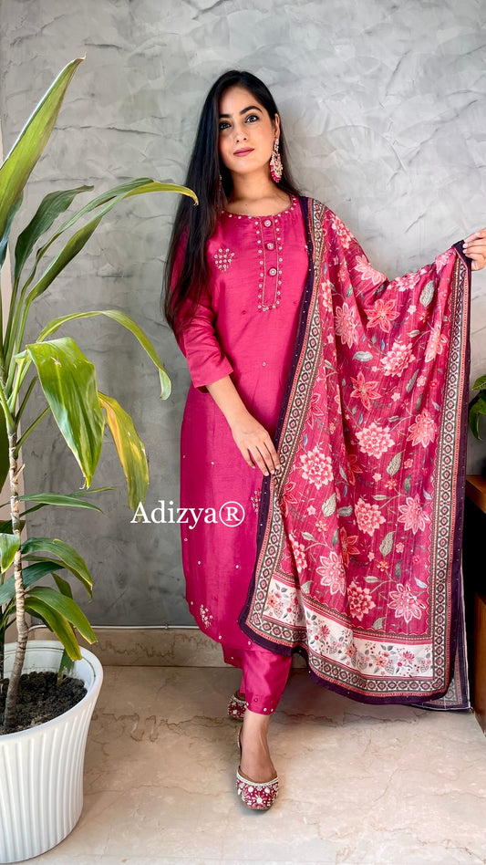 Asha Pink Hand Embroidered Suit