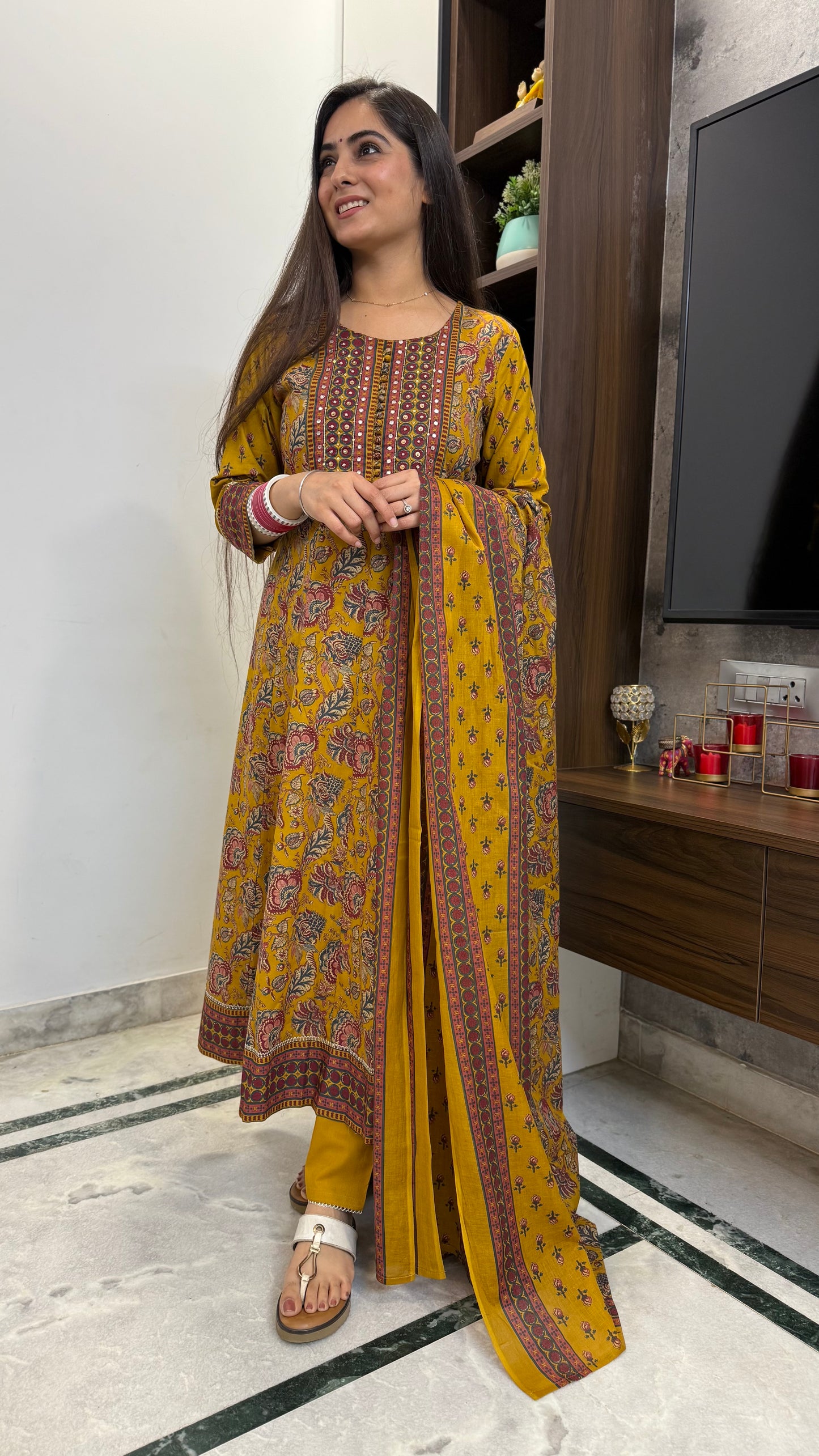 Sheetal Mustard Anarkali Suit