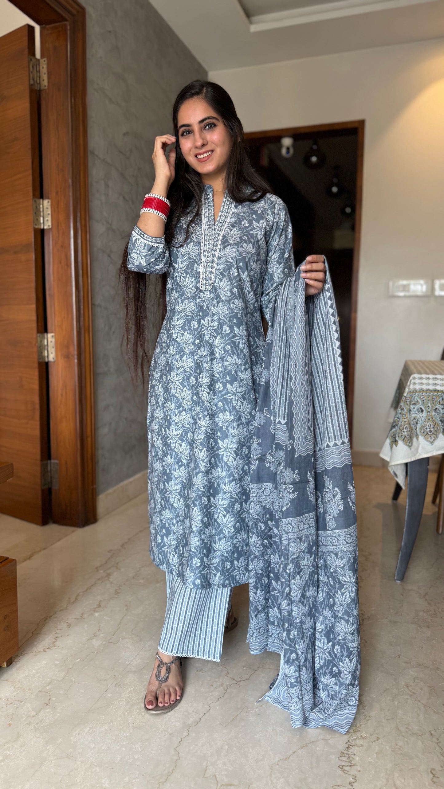 Ankita Pastel Grey Cotton Suit