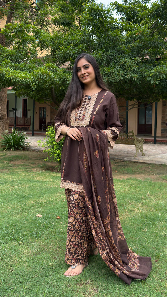 Rhea Mocha Lace Suit Set