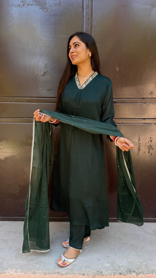 Sana Green Chinnon Suit