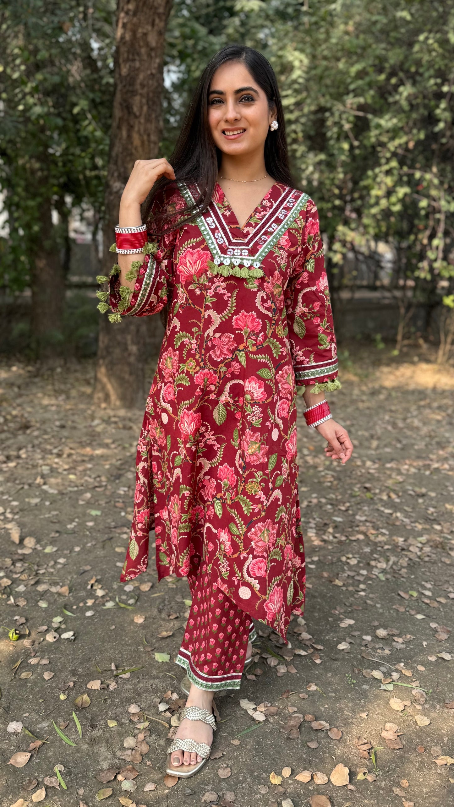 Tara Maroon Coord Set